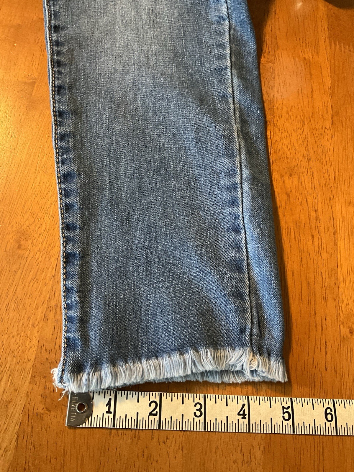 Blue Savvy Mid Rise Stretch Frayed Hem Cropped Ankle Denim Blue Jeans Sz 14 Boho