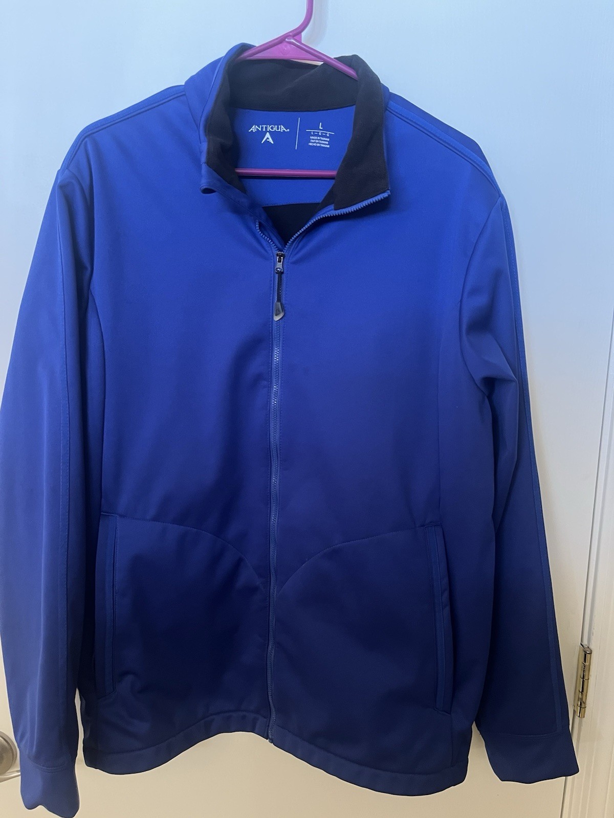 Antigua Blue with Black Fleece Lining Full Zip Jacket Size L