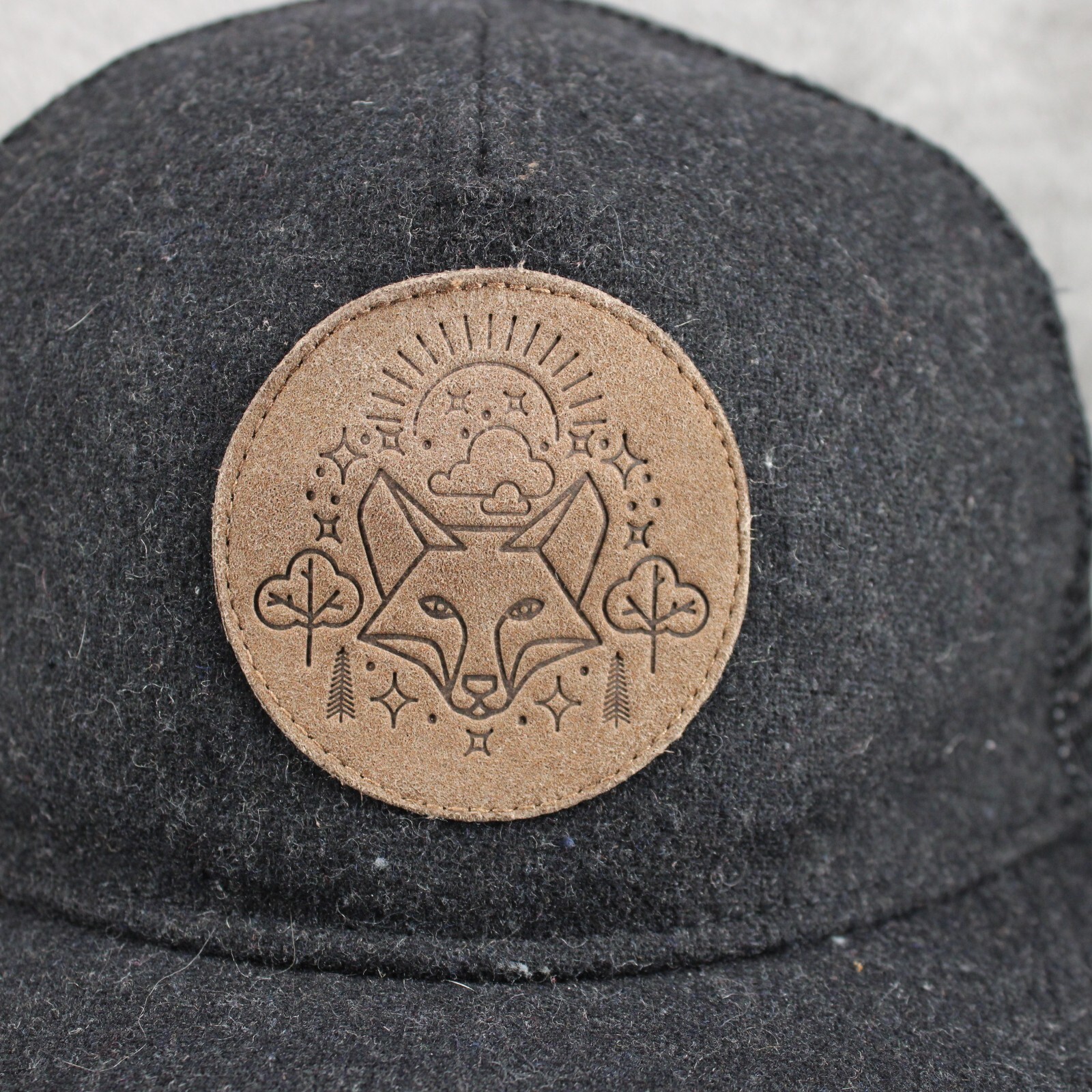 Pistil Fox Hat Cap Mens Wool Snap Back Black Trucker Hike Camp Outdoors Gorpcore