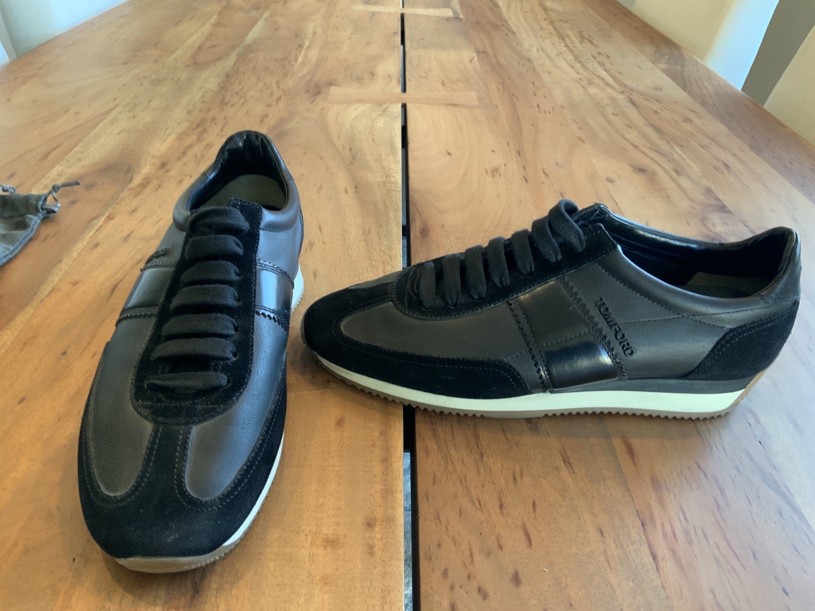 Tom Ford Black Suede and Leather Oxford Sneakers Size 8