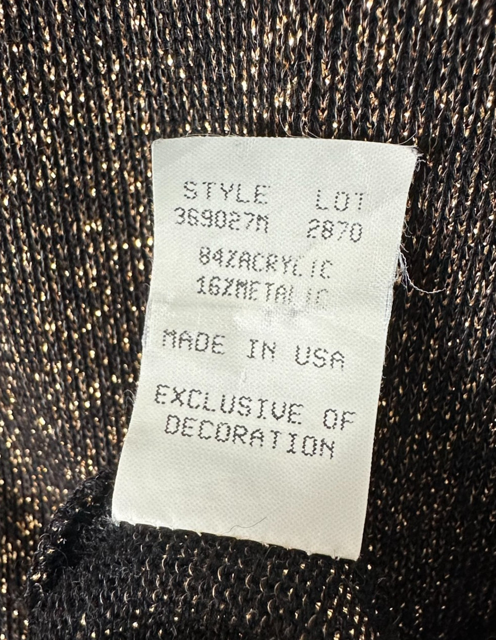 Vintage Christian Dior Loungewear Metallic Gold/Black Ribbed Turtleneck Sweater