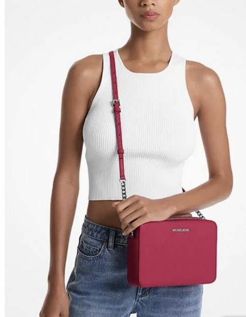Michael Kors Jet Set Item Large Crossbody Dark Raspberry New With Tags $398