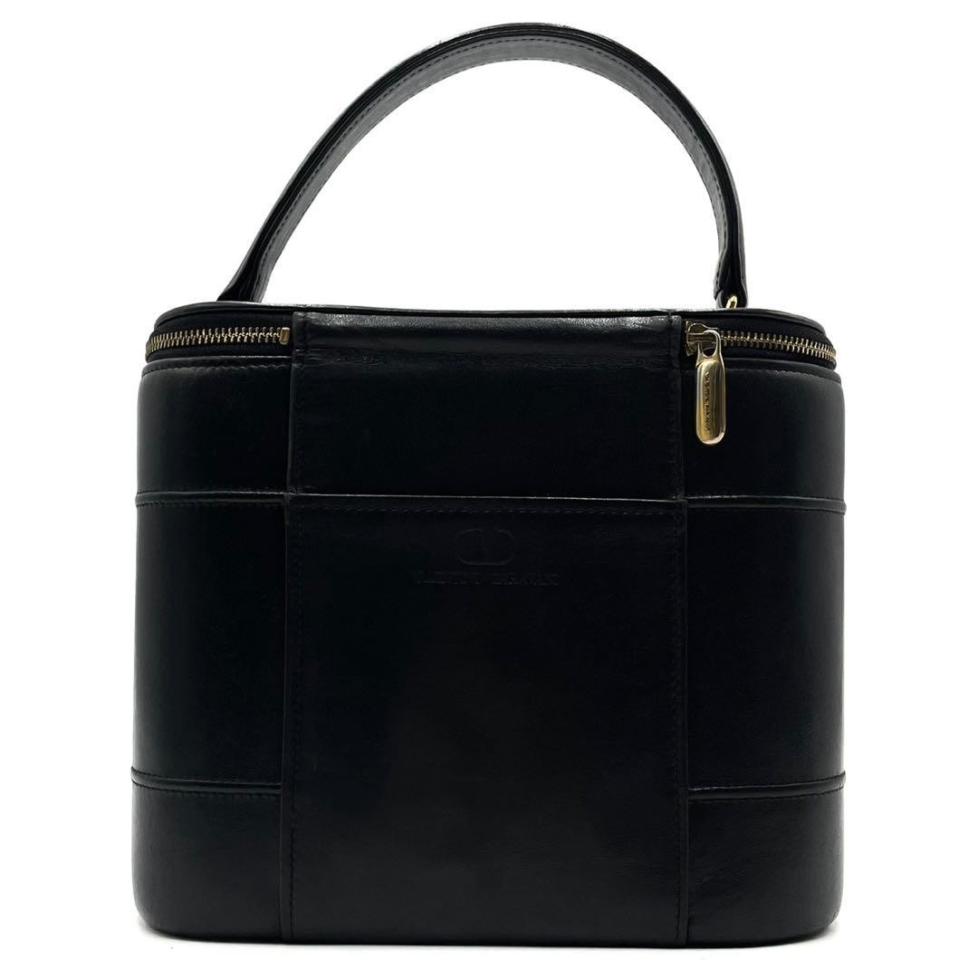 Valentino Garavani Black Leather Vanity Handbag Logo Hardware Japan 0612484