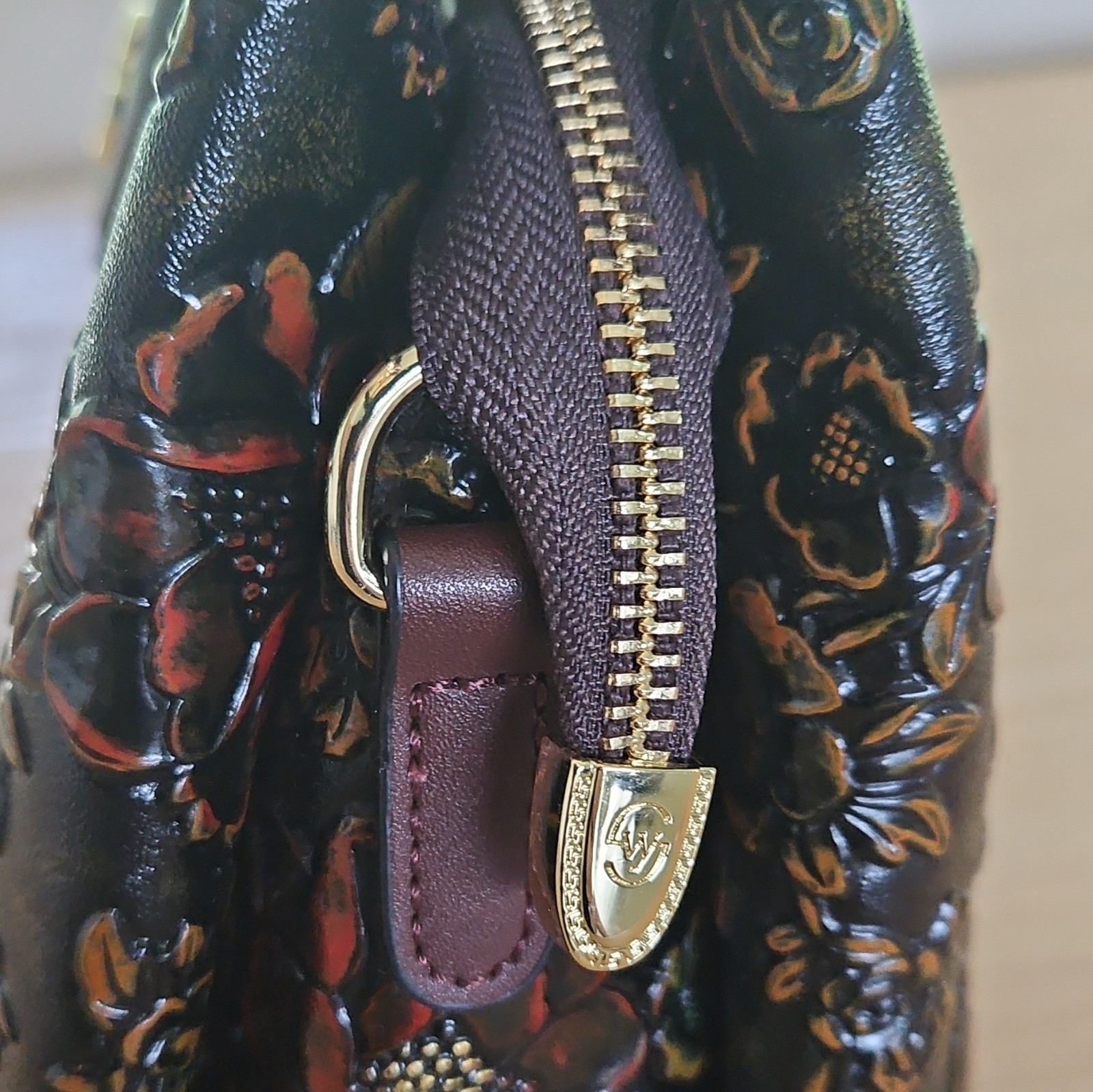 Vintage Style Flower Pattern Handbag, PU Leather Bag, Fashion Crossbody Bag