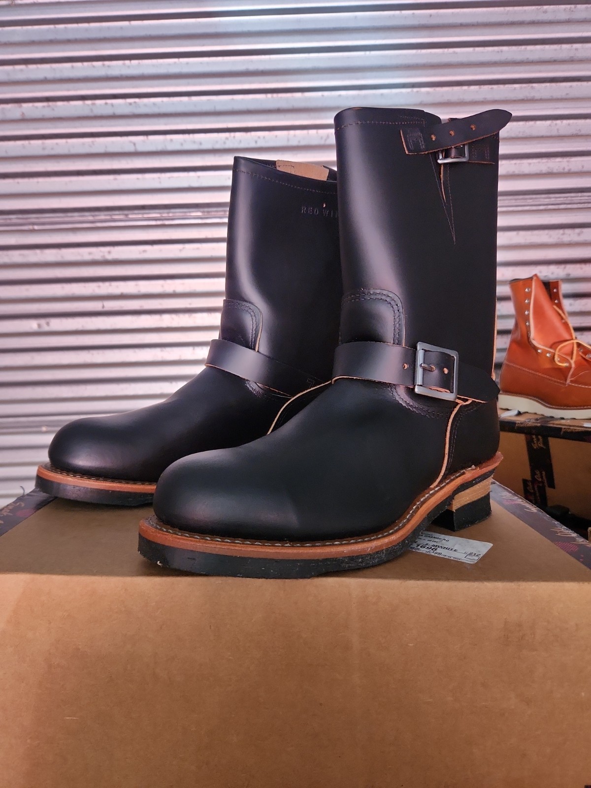 Red Wing 9268 Engineer Boots Klondike Leather, Black, Steel Toe, Size 8.5 D