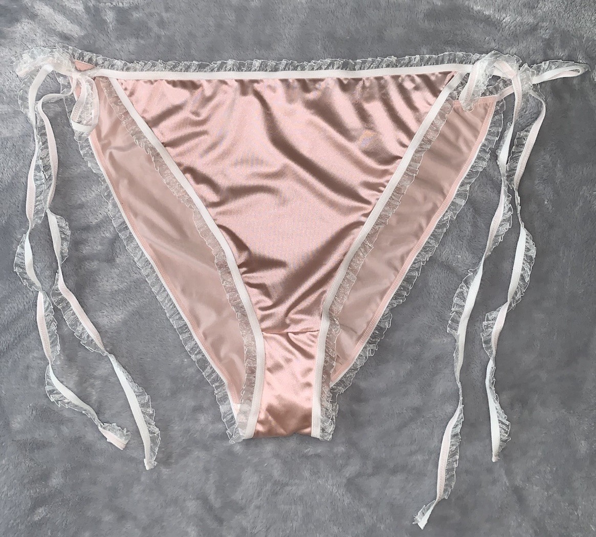 NEW Glossy Stretch Satin 1X 2X String Bikini Panties Hi Thigh Lingerie Panty