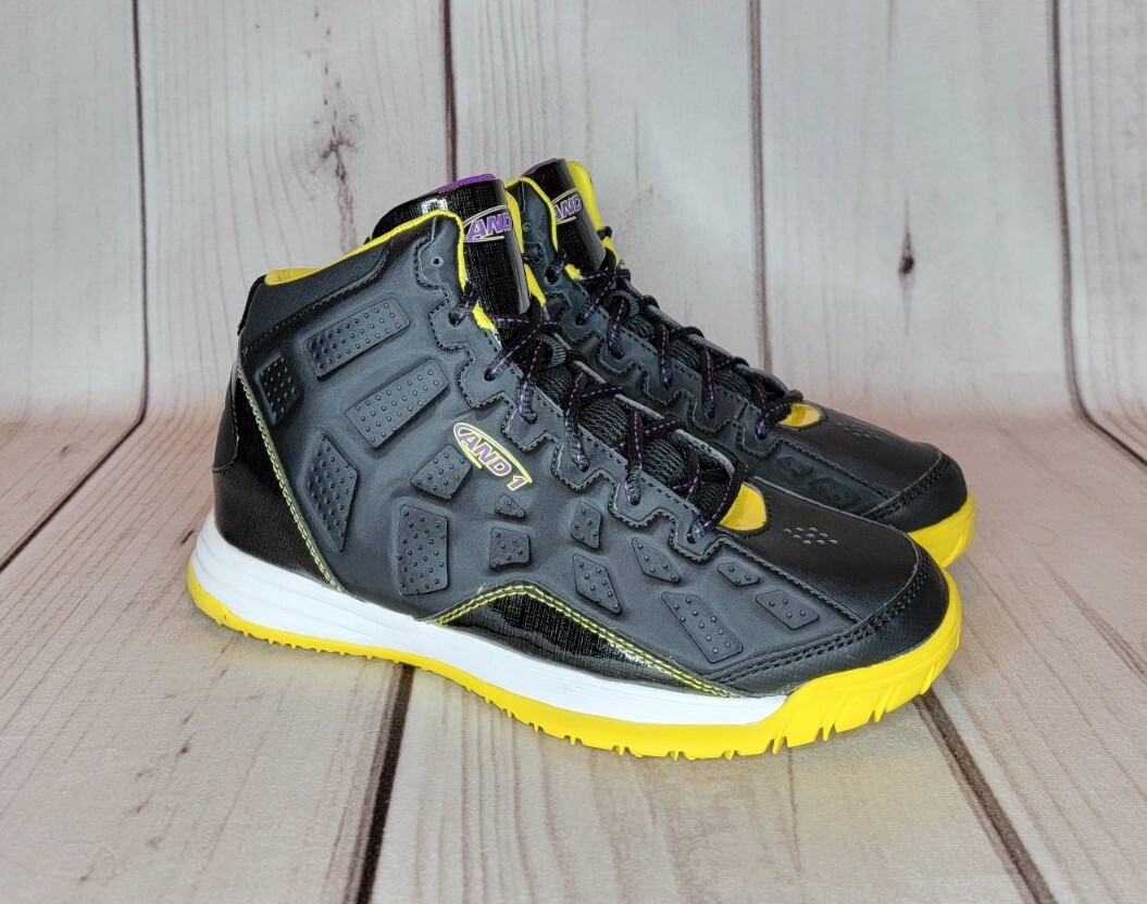 AND1 Show Out Black/Gold/Purple Big Boys Size 6 Sneakers