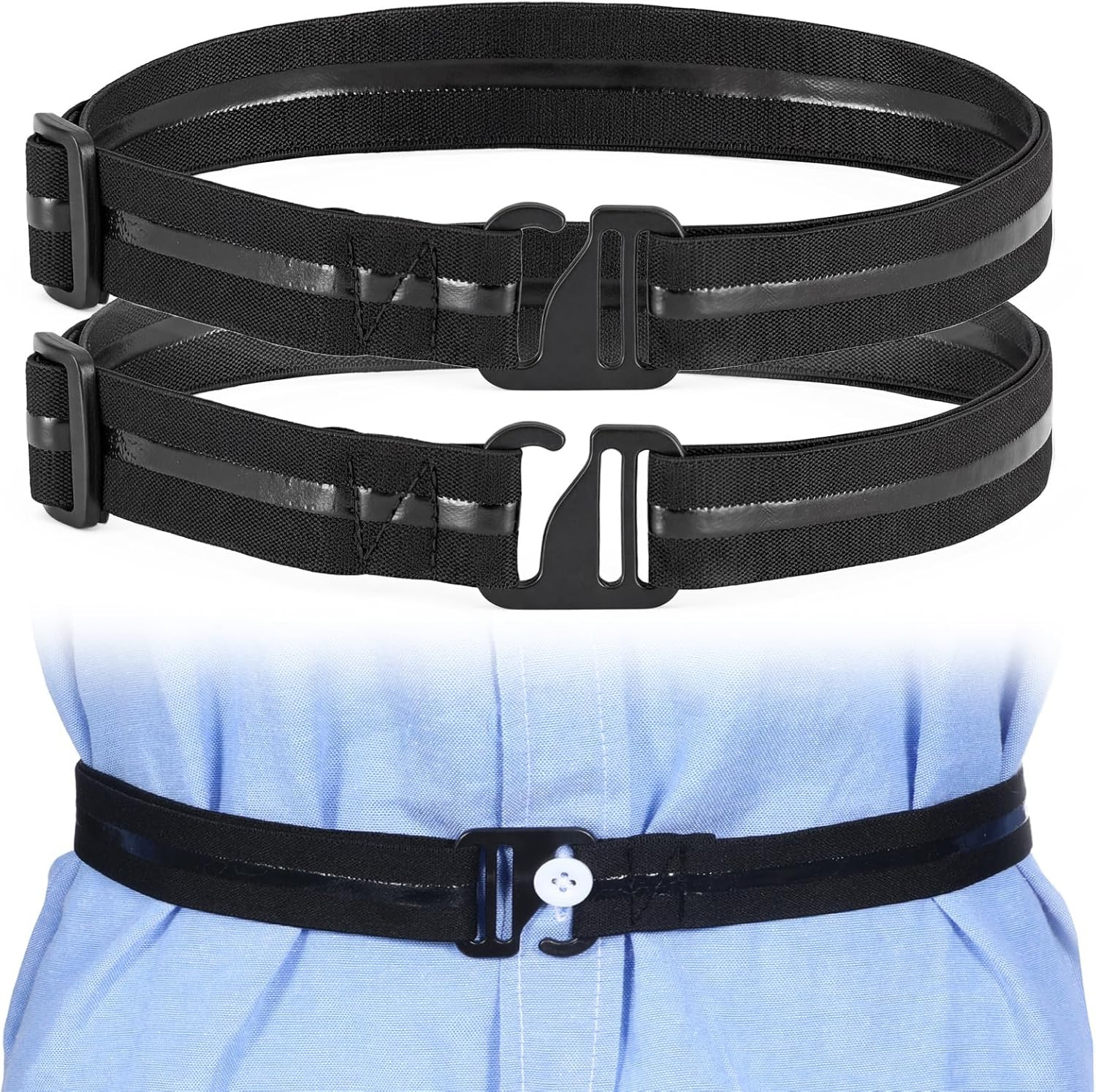 2Pcs Shirt Stay Belts Men Women Adjustable Elastic Tuck It Belt Non-Slip Holder