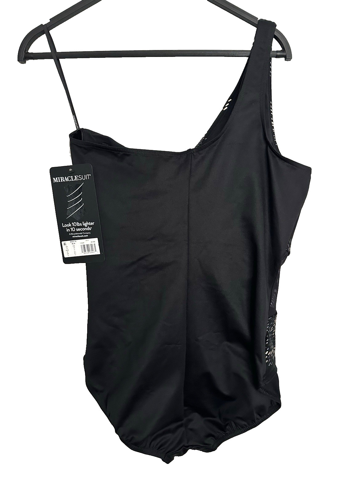 NWT MIRACLESUIT Size 16 Iridium Minx Black One-Piece Slimming Swimsuit $188