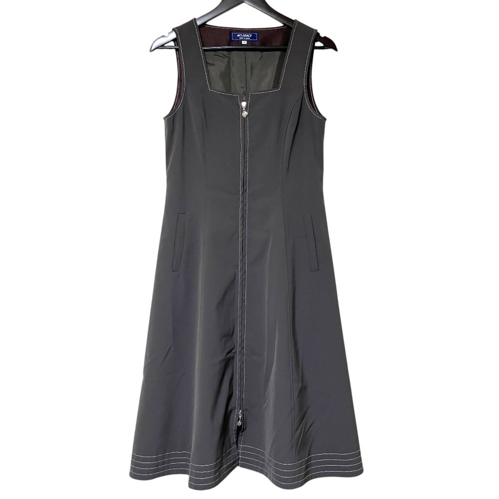M’S GRACY Sleeveless Front Zip-Up Jumper Dress TD-311104 Size 38 Gray Women USED