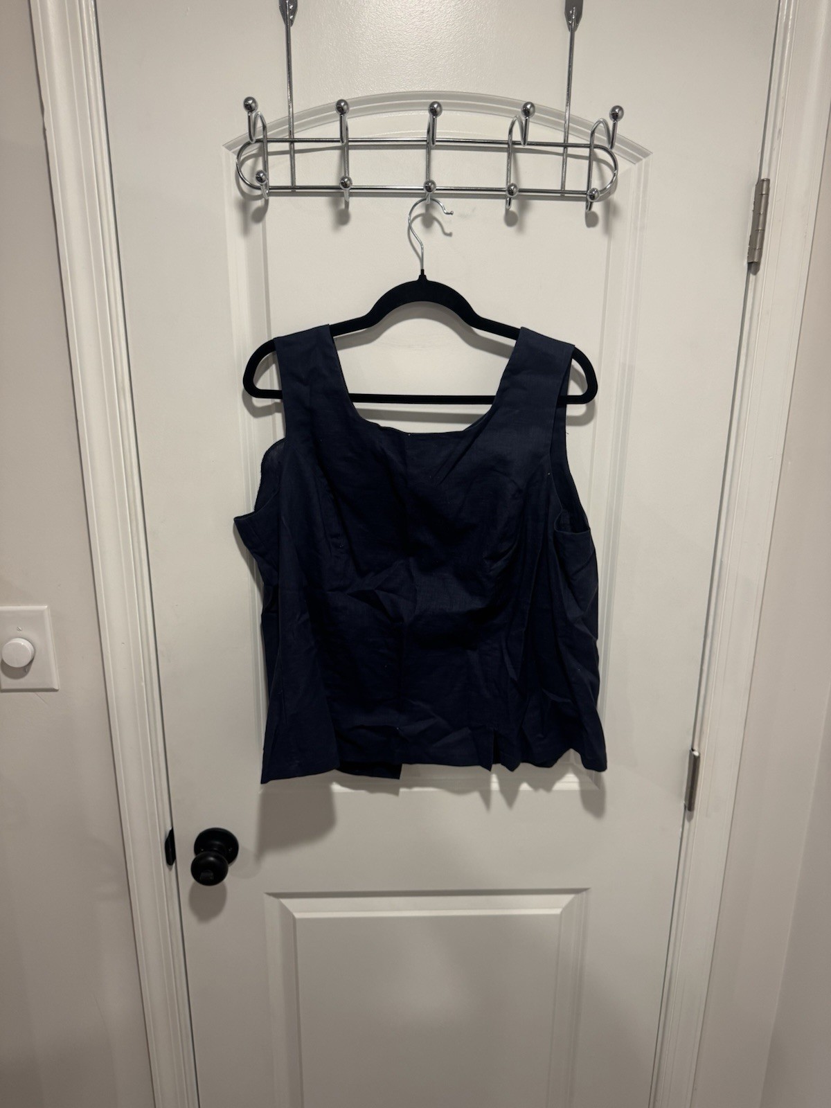 Coldwater Creek Navy Blouse, Buttons In The Back, Size 1x