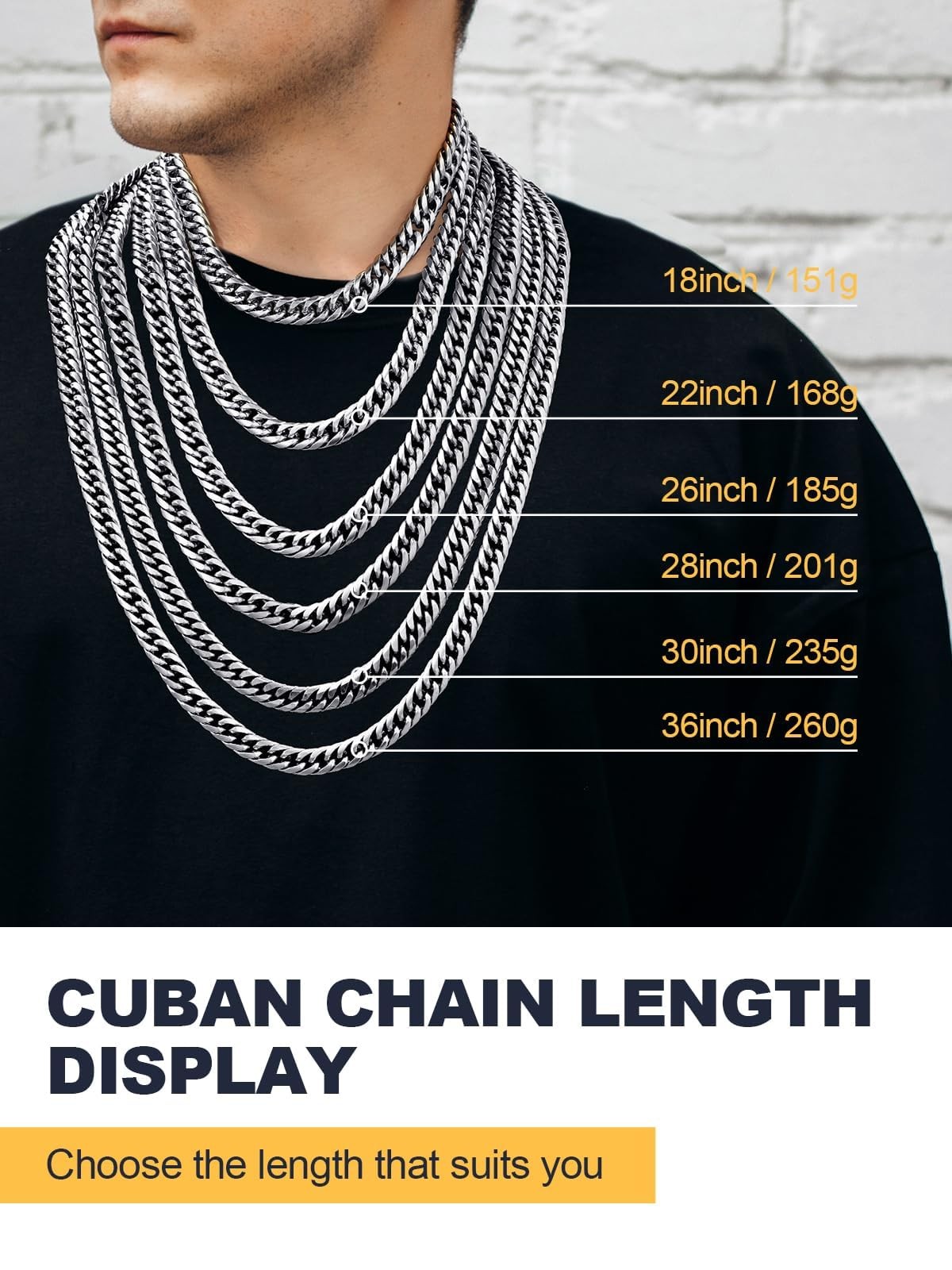 Cuban Link Chain Necklace for Men, 12mm/9mm/6mm Miami Curb Chain, Stainless S…