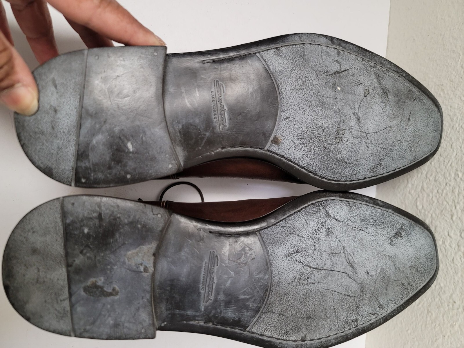 Santoni Men’s Oxfords Brown Leather Lace-Up Dress Shoes Size 8.5 EE