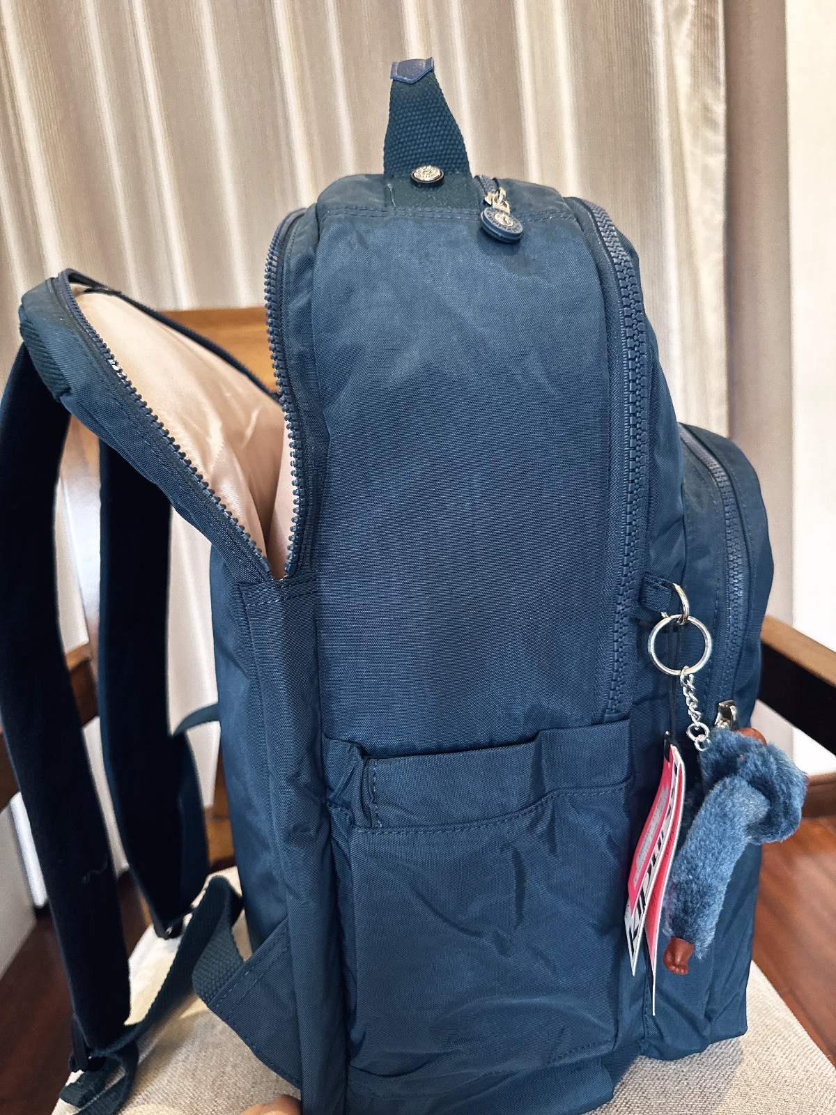 NWT Kipling Gray navy light weight Seoul up 15″ laptop Large Backpack 45cm