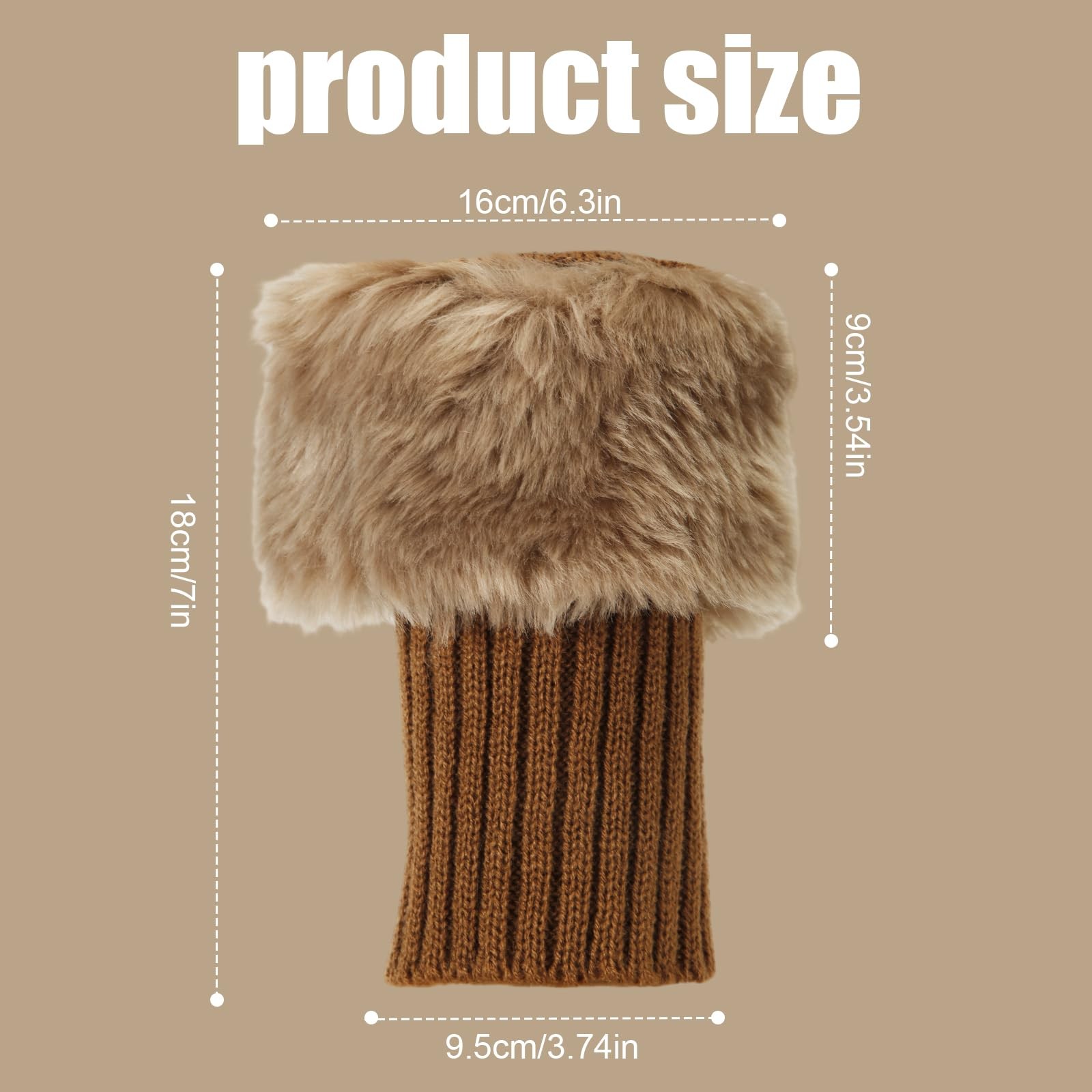 PEUTIER Fluffy Leg Warmers, 7 inch as shown in the detail picture, Khaki
