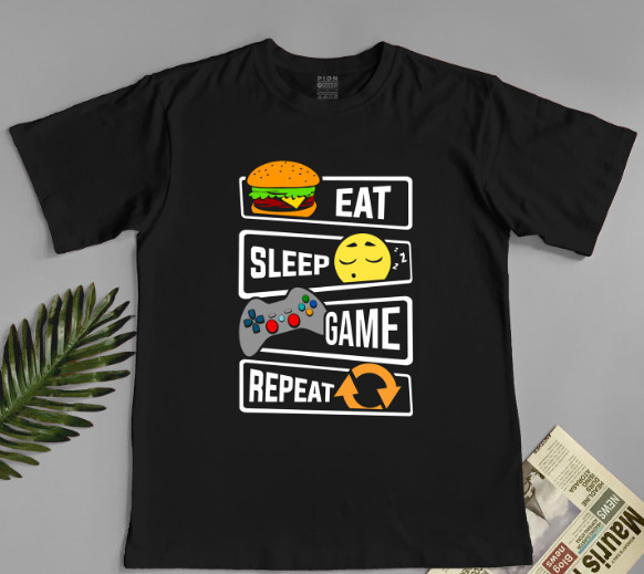 Inspired Eat Sleep Win Repeat Cotton Black S to 5XL Funny Shirt