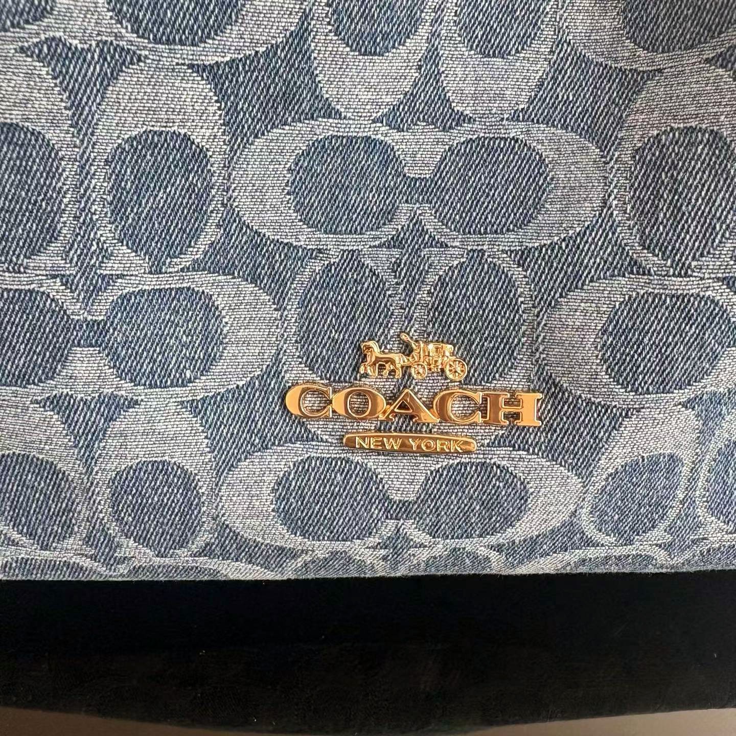 COACH Faye Drawstring Bag In Signature Denim Blue CDB94 F/S JP [DDP]