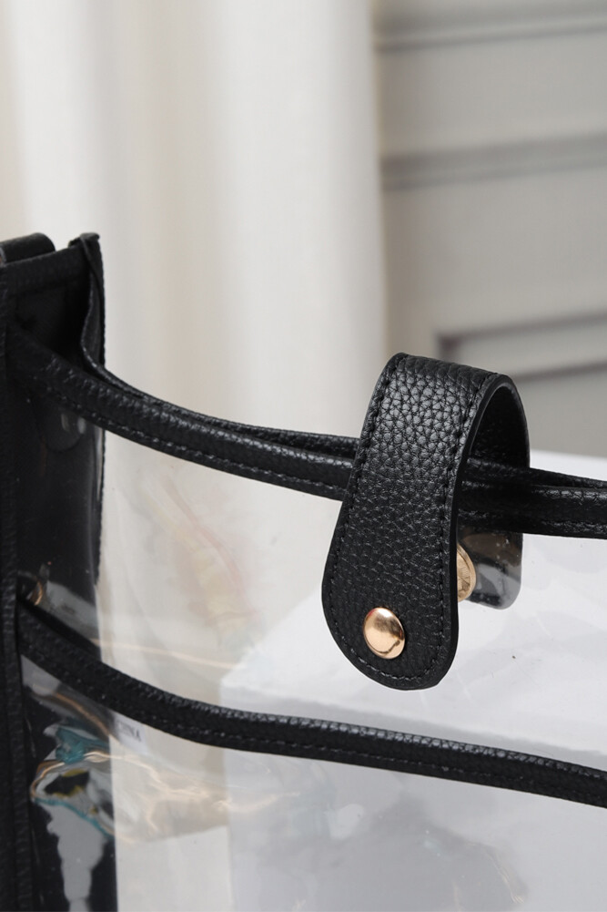 UNNI Transparent Clear Stadium Approved Solid Color Colorful Trim Crossbody Bag