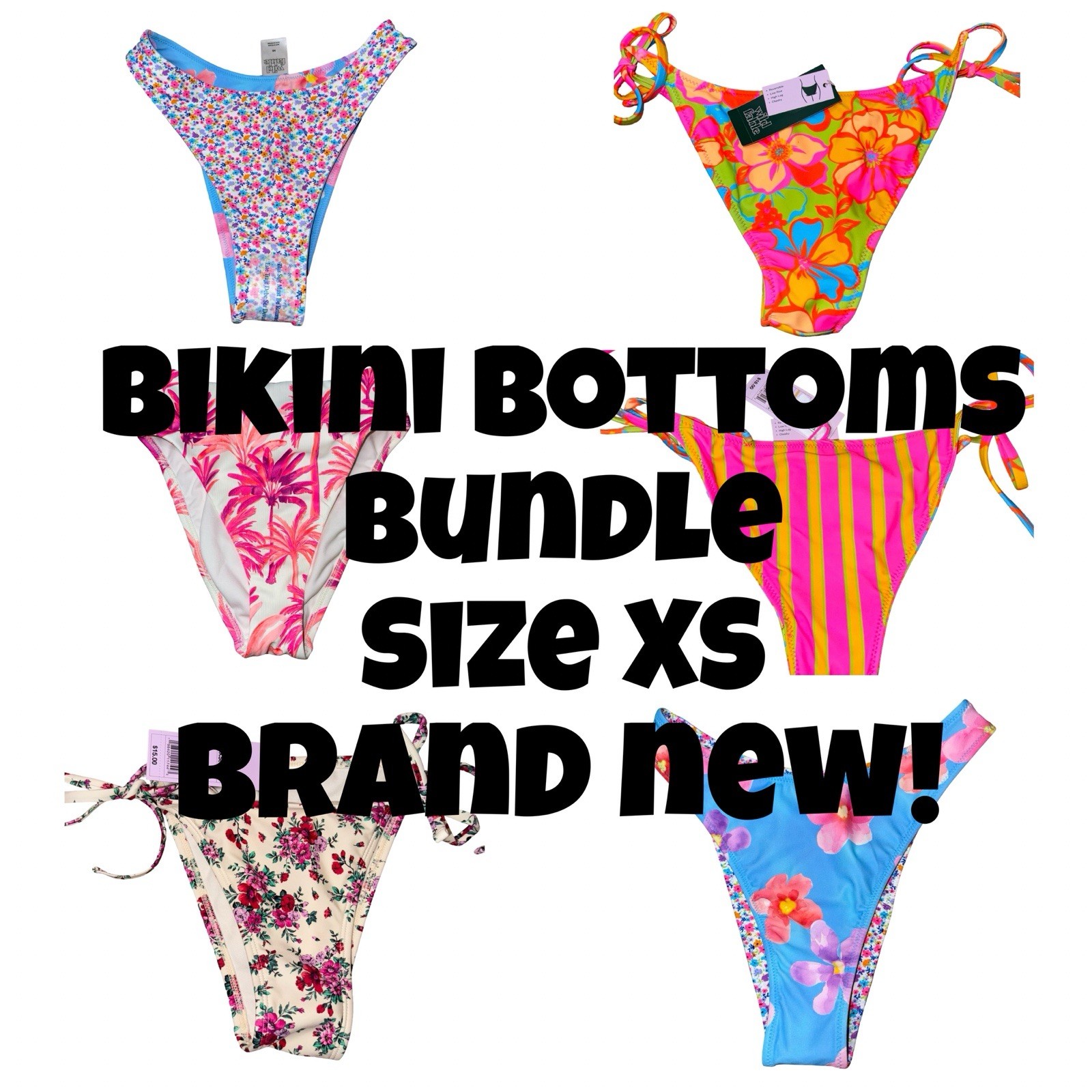 Bikini Bottom Bundle of 4 (two are reversible) – Size XS Brand New