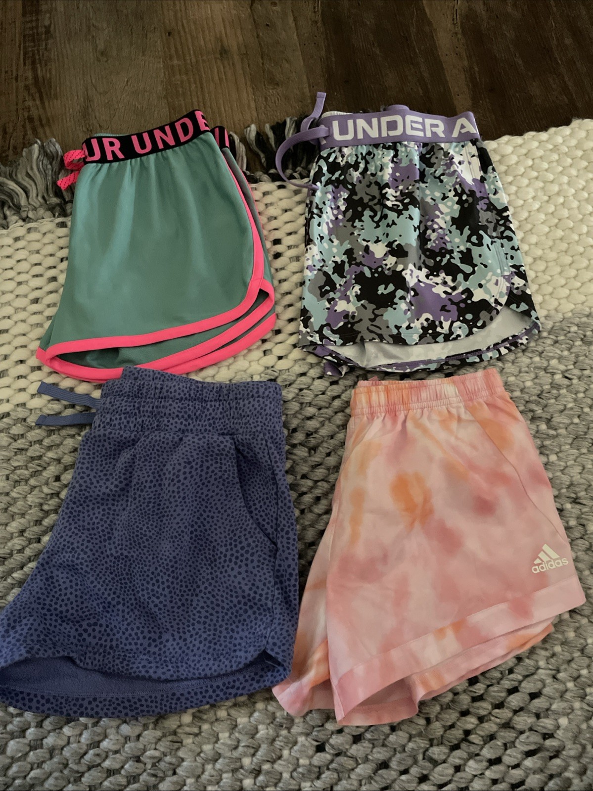 Lot Of 4 Girls Under Armour Adidas Athletic Running Shorts School Size Large
