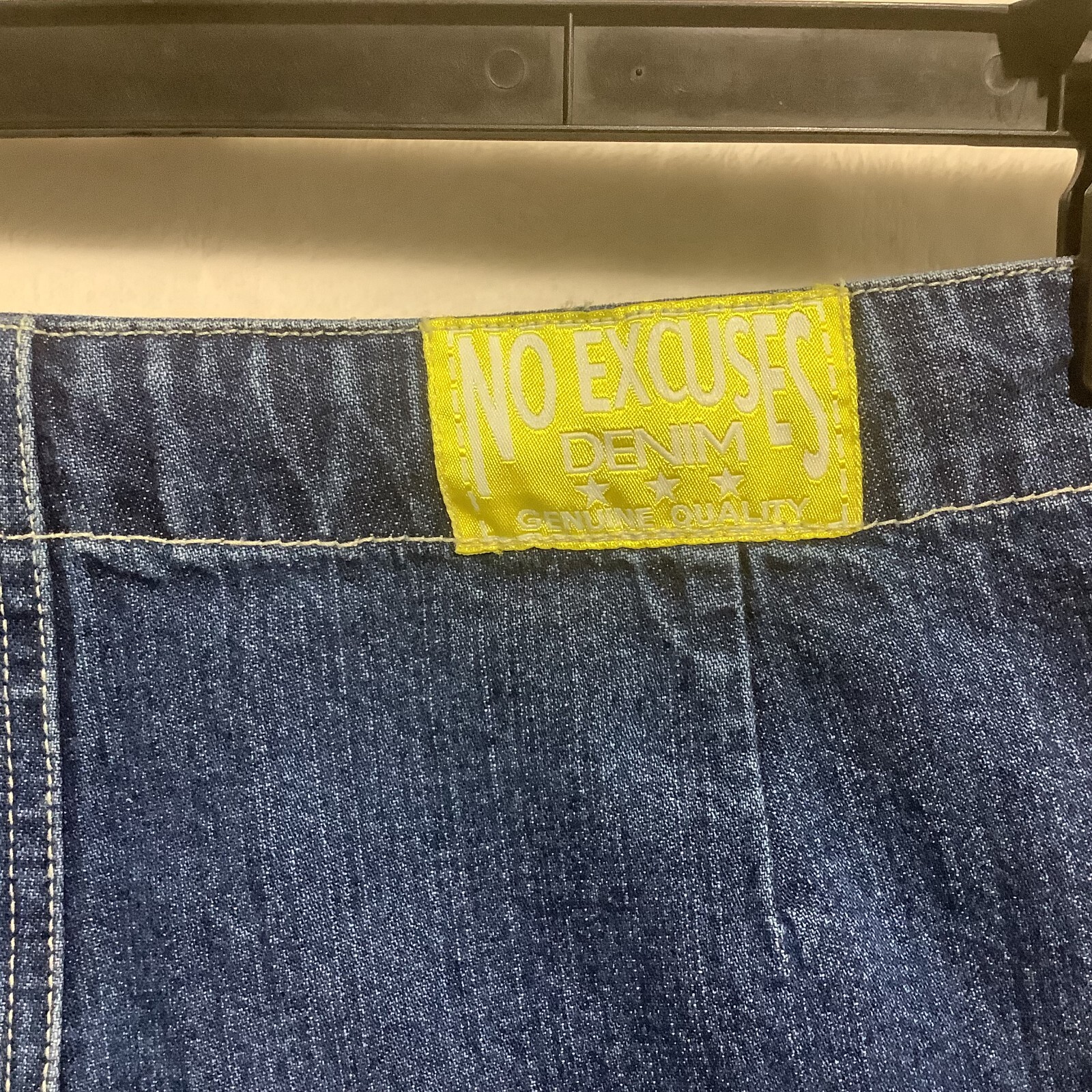 VTG 90s No Excuses Denim Shorts Tuxedo Stripe High Waist Mom Tie &Button Sz 9/10