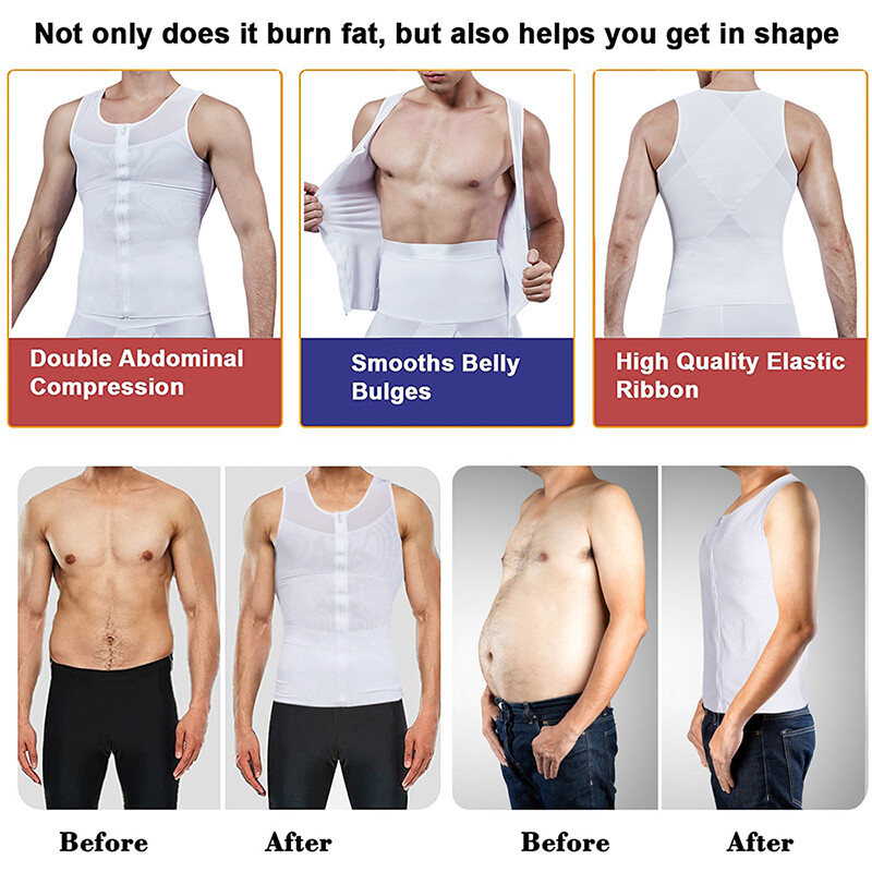 Mens Compression Shirts Vest Slimming Body Shaper Tummy Control Fitness Tank Top