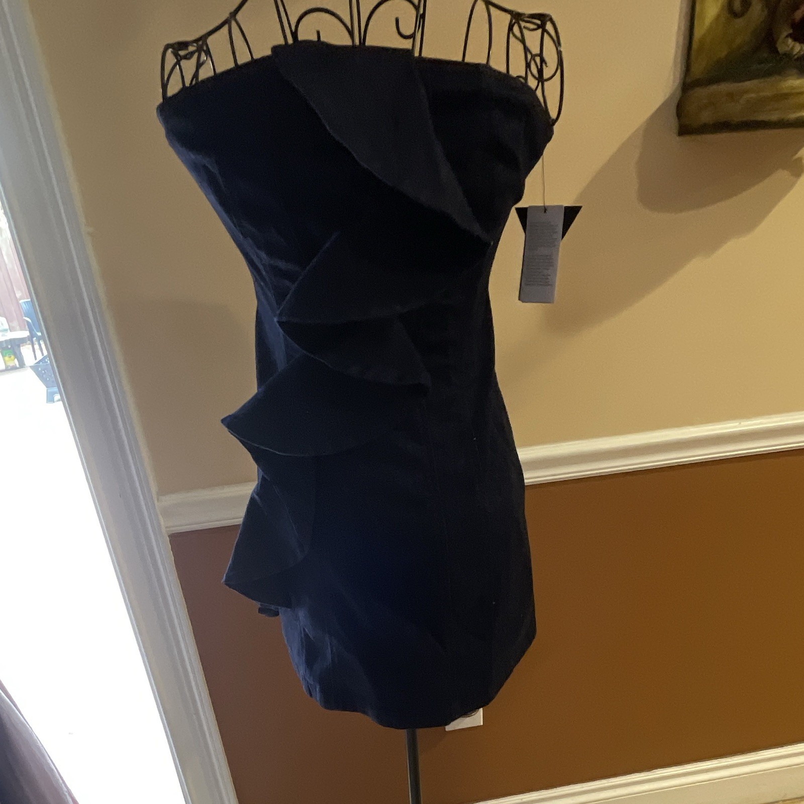 GUESS Blue Denim Full Stretch strapless Bodycon Mini Dress Party/Cocktail S