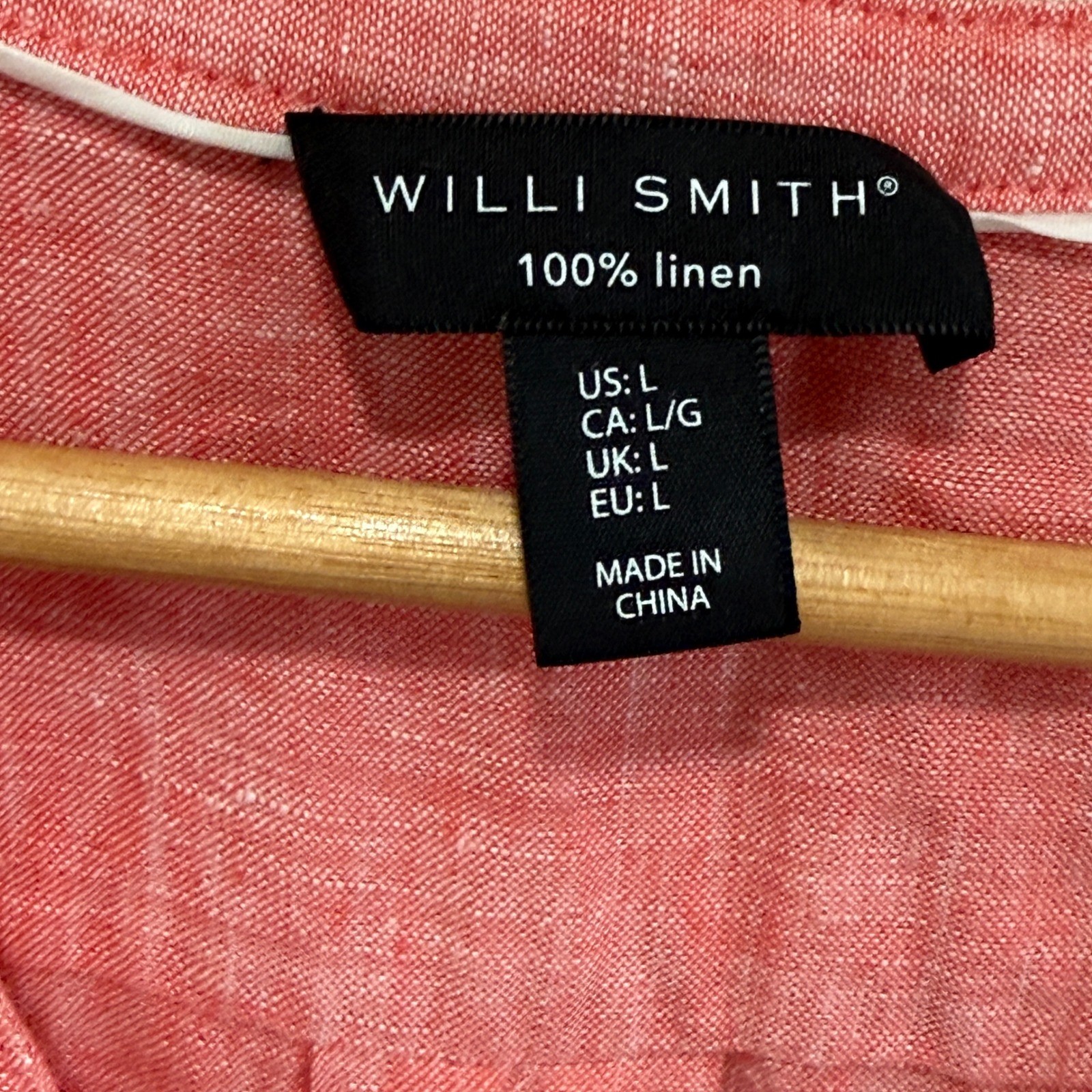 Willi Smith 100% Linen Button Up Tunic Top L Pockets Pink V-Neck Beachy Resort