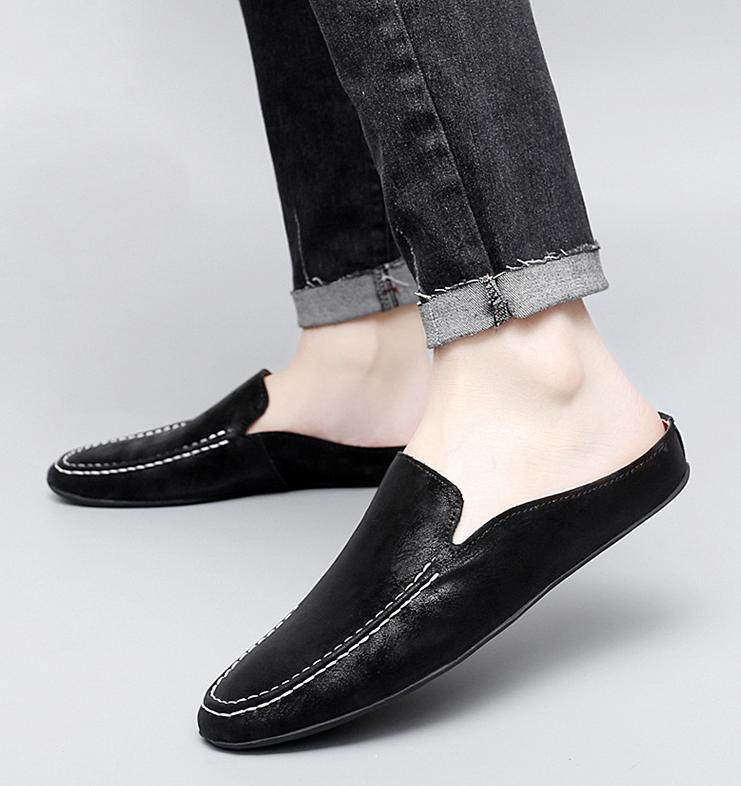 Men’s Faux Leather Pumps Shoes Business Casual Pointy Toe Gommino Slingback Chic
