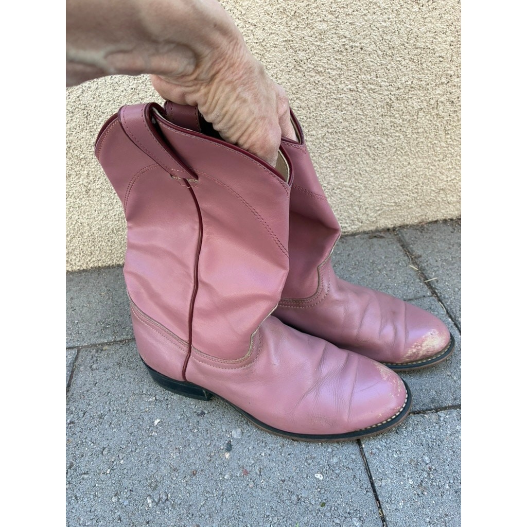 Vintage Laredo Rose Tan Leather Roper Boots Women’s Size 8 M Made in USA