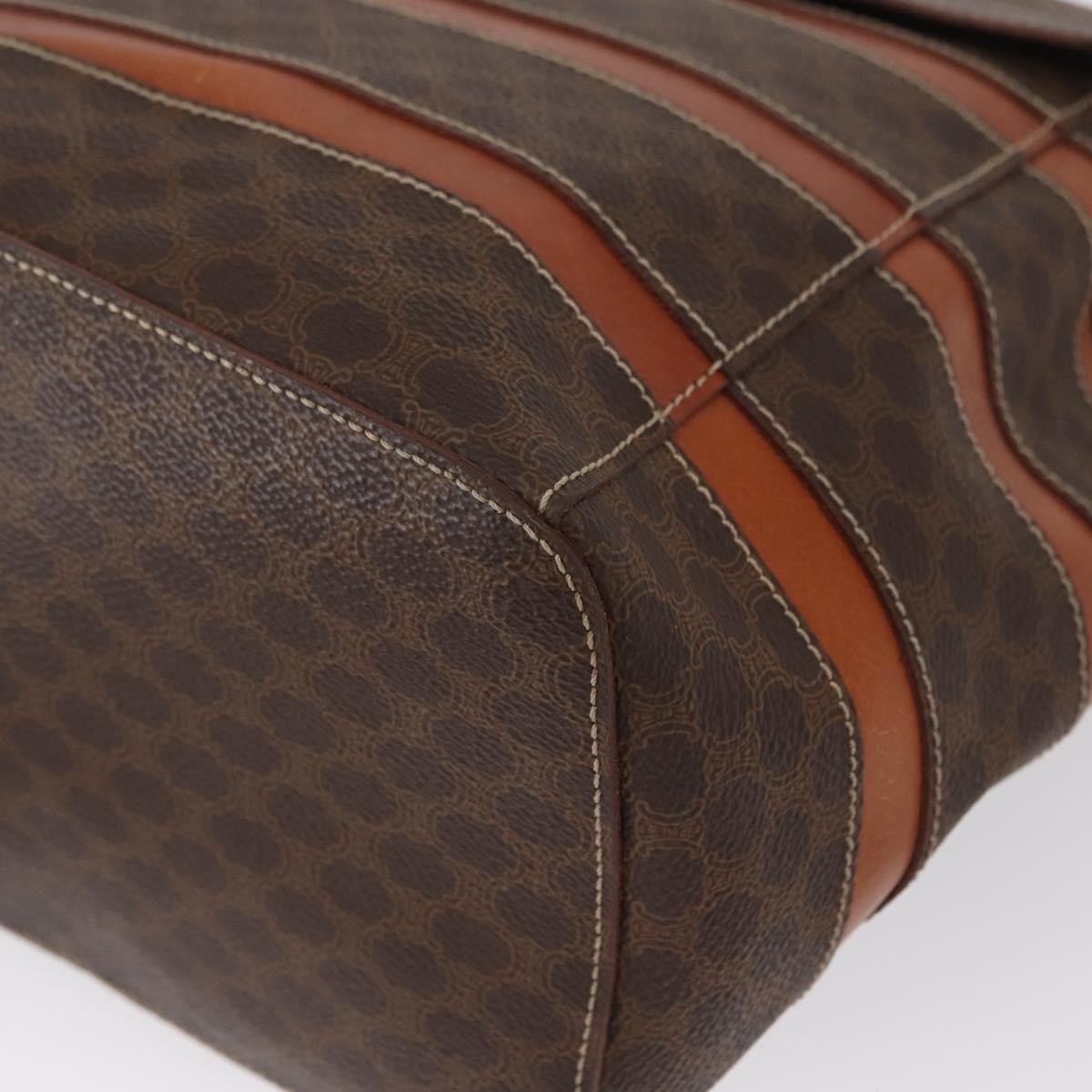 CELINE Macadam Canvas Backpack PVC Leather Brown Gold Auth bs32182