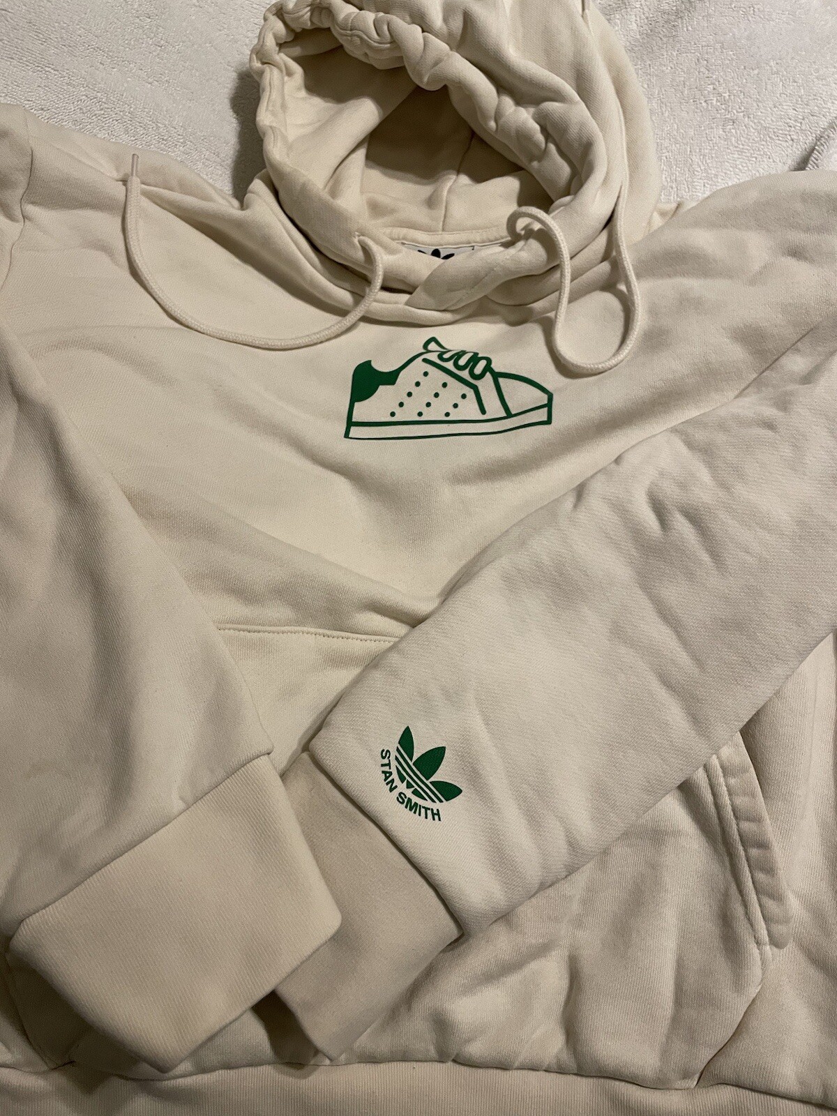ADIDAS Stan Smith Hoodie in Size Small, White w/ Sneaker Logo. Gender Neutral