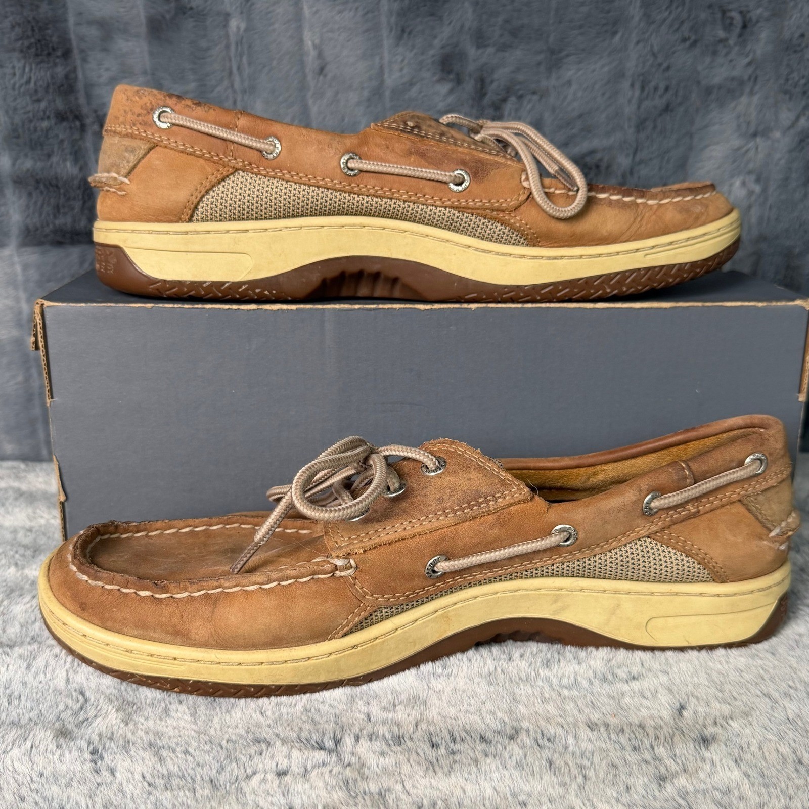 Sperry Top-Sider Billfish Boat Shoes Mens 10.5 Tan Brown Leather Mesh 0799320