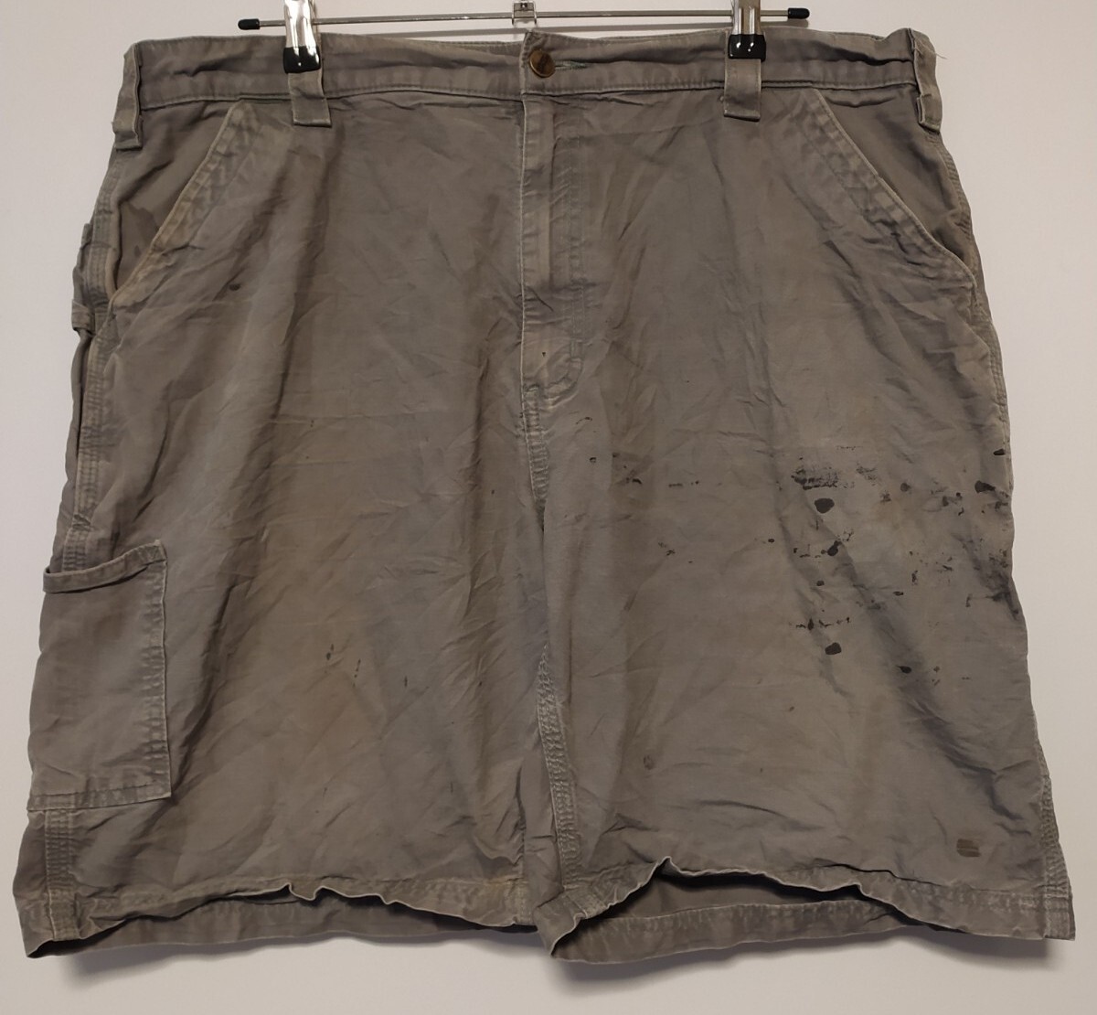 Carhartt Shorts Mens W40 Grey Cargo Utility Carpenter B147 FAT Paint Marks Work
