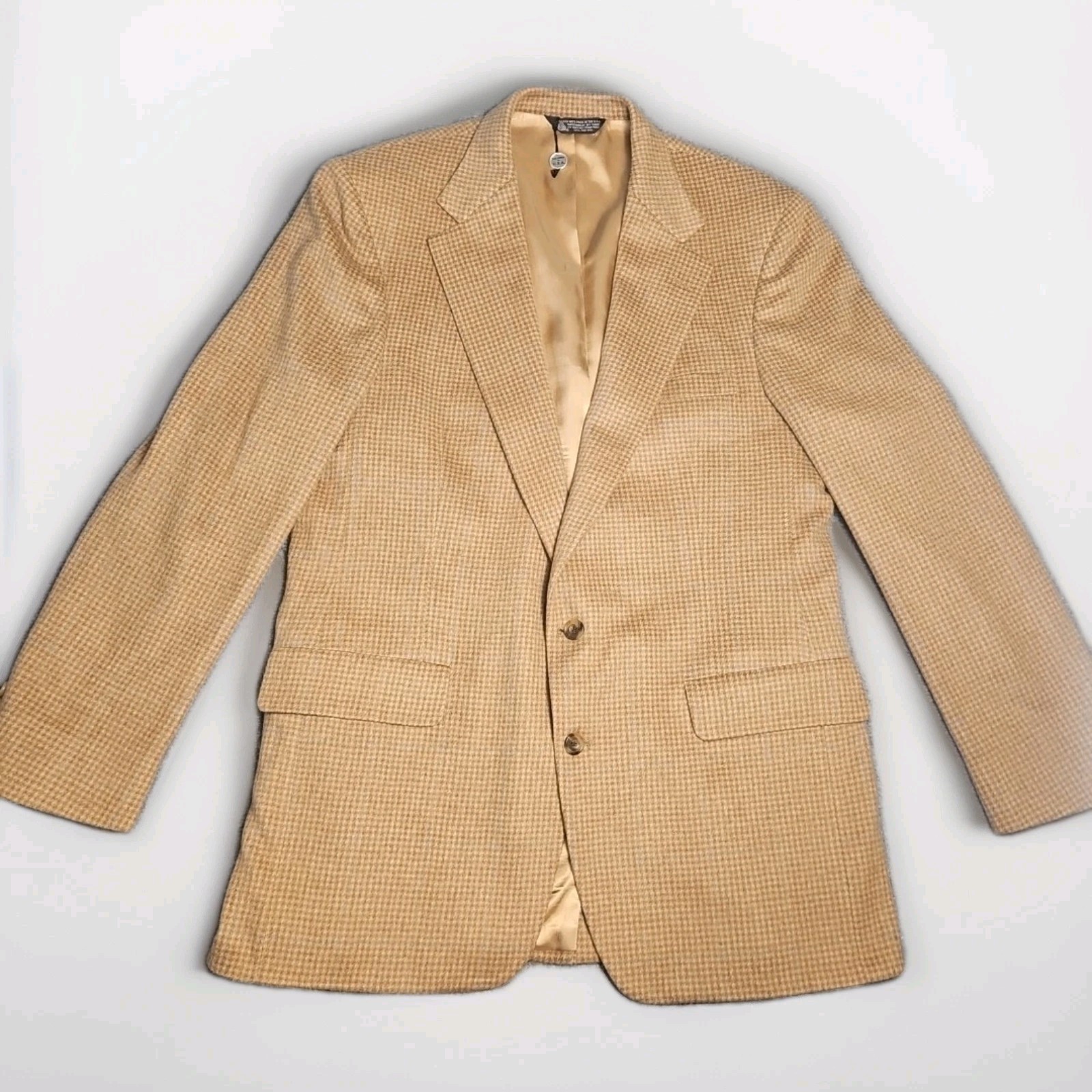Vintage Christian Brooks 100% Camel Hair Blazer Men’s 42R Tan Check Sport Coat
