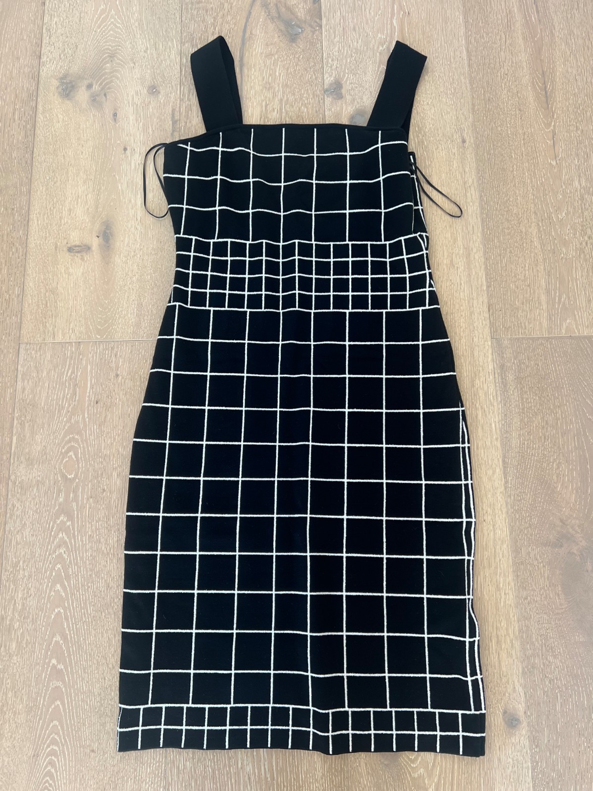 Milly Jacquard Windowpane Column Dress in Black/ White Size Large – New w/ Tags