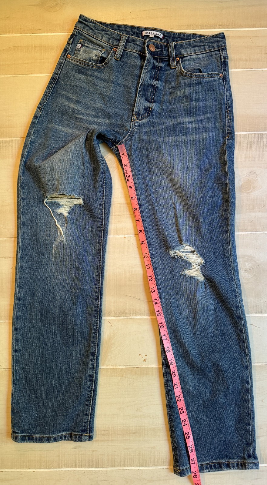 Dear John straight leg distressed denim jeans SIZE 25 women’s 28″ inseam