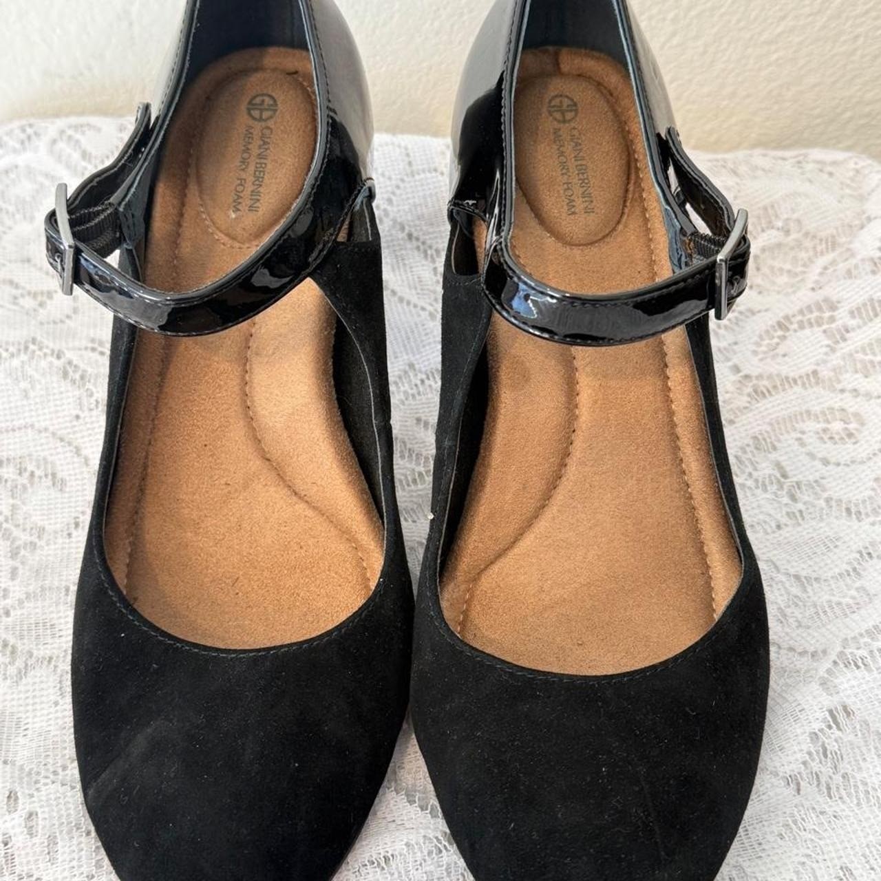 Vintage Giani Bernini black suede leather Mary Jane heels buckle detail size 8.5