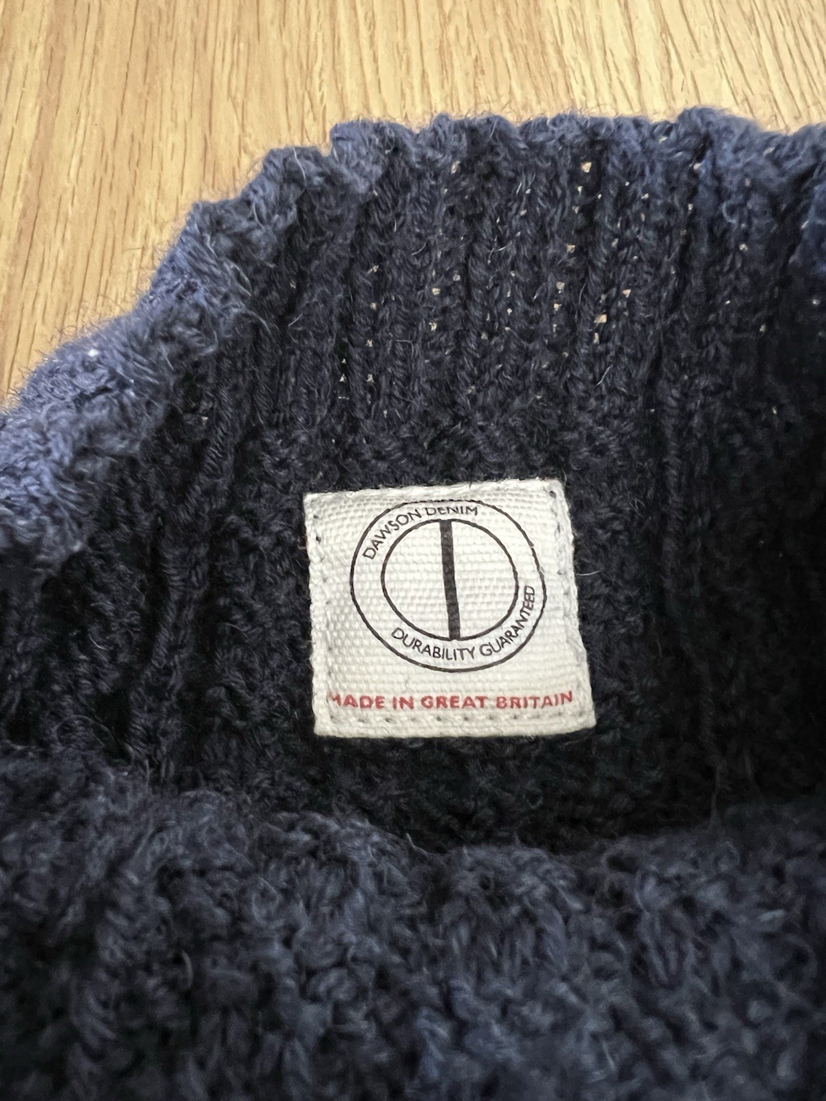 Dawson Denim Men’s Hand-Knit Gansy Cotton Sweater Navy Blue Size Medium