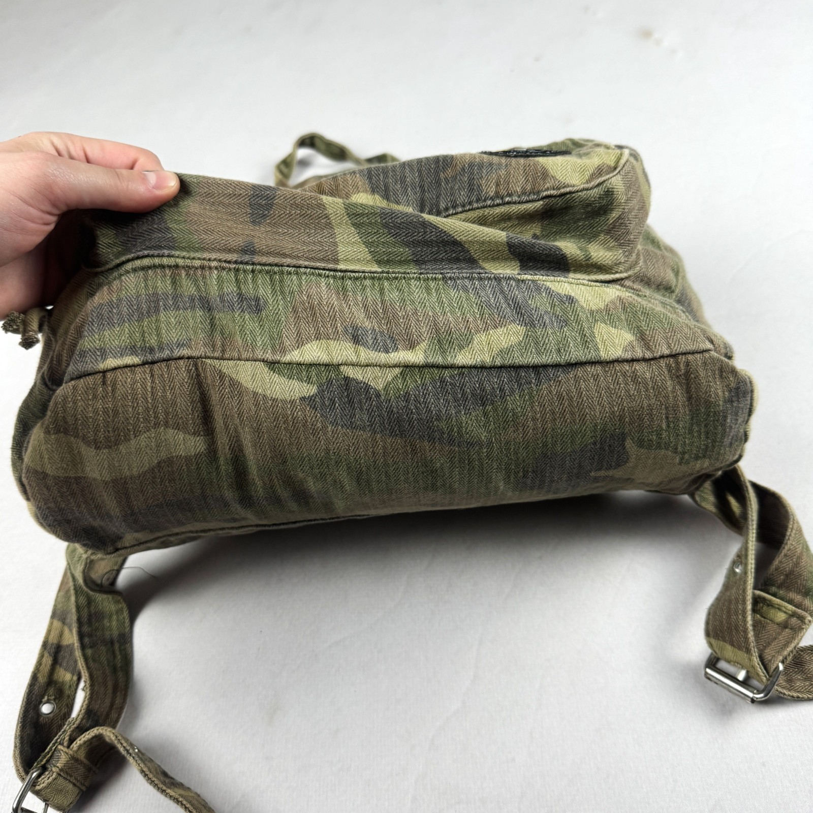 Vintage Seven Stars Camo Backpack Military Army Canvas Rucksack Y2K Streetwear