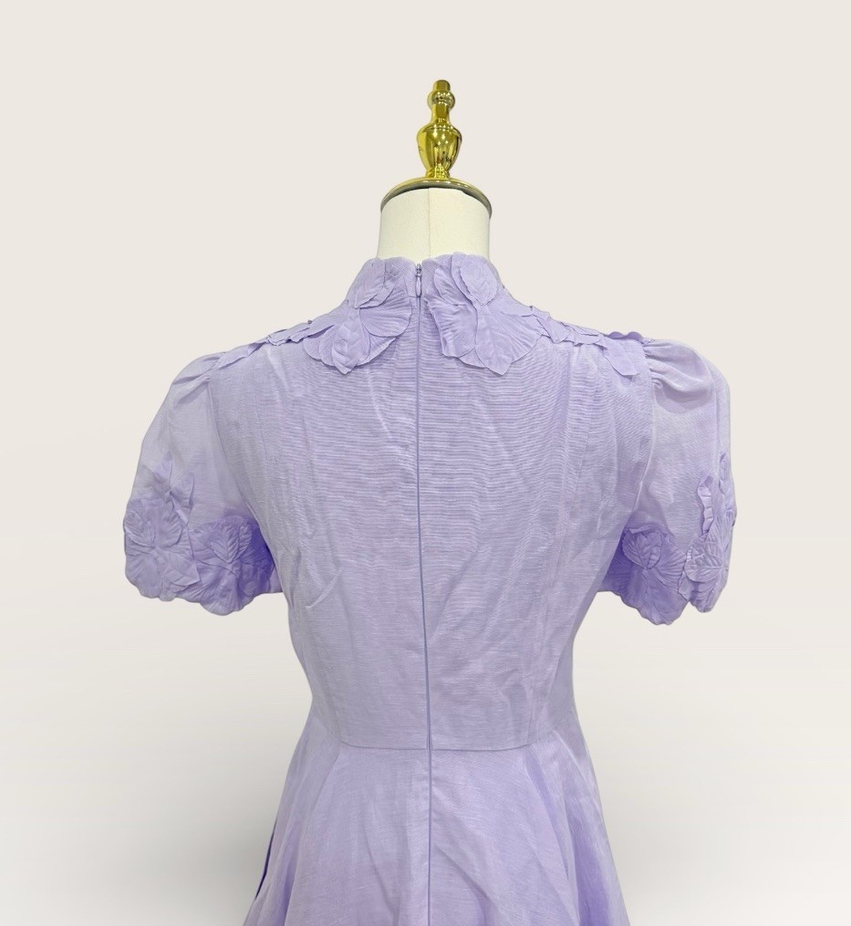 Antonio Melani Size 2 Iris Linen Floral Appliqué Mockneck Minidress Lavender NWT