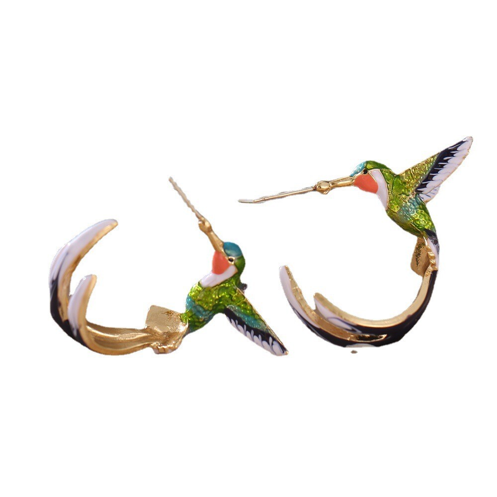 Cute Hummingbird Shaped Oil Drop Earrings Women’s Earrings Jewelry Fashion