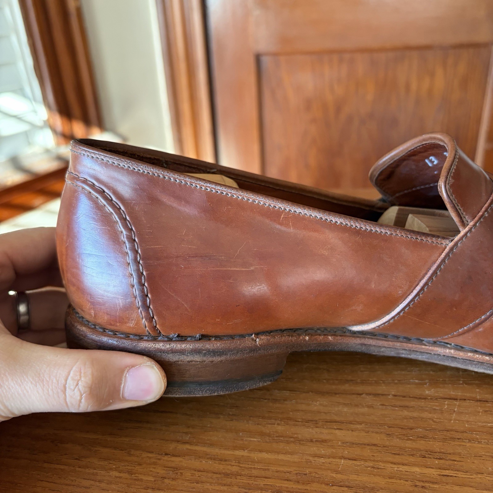 ALLEN EDMONDS 13EEE NATURAL SHELL CORDOVAN RANDOLPH LOAFERS SHOES 13 3E