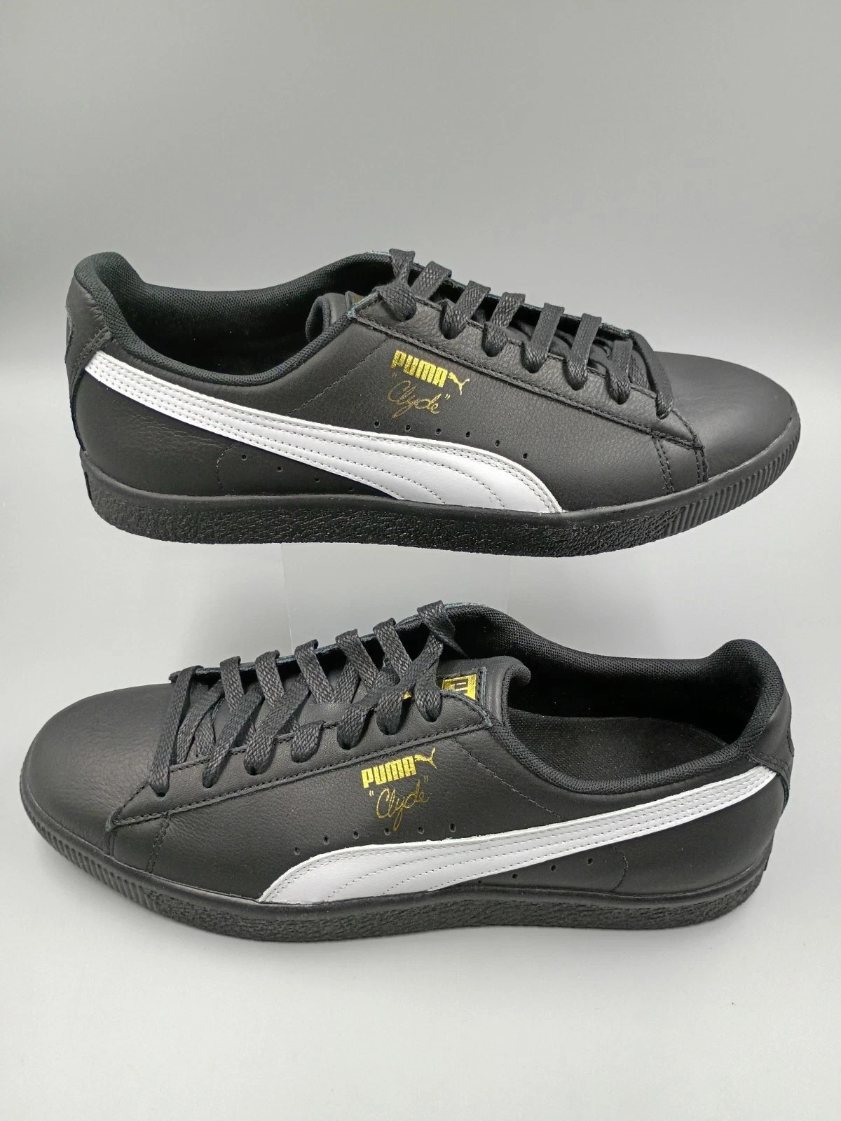Puma Clyde Core Leather Foil Black/White Low Shoes Sneakers 364669-04 Men’s New