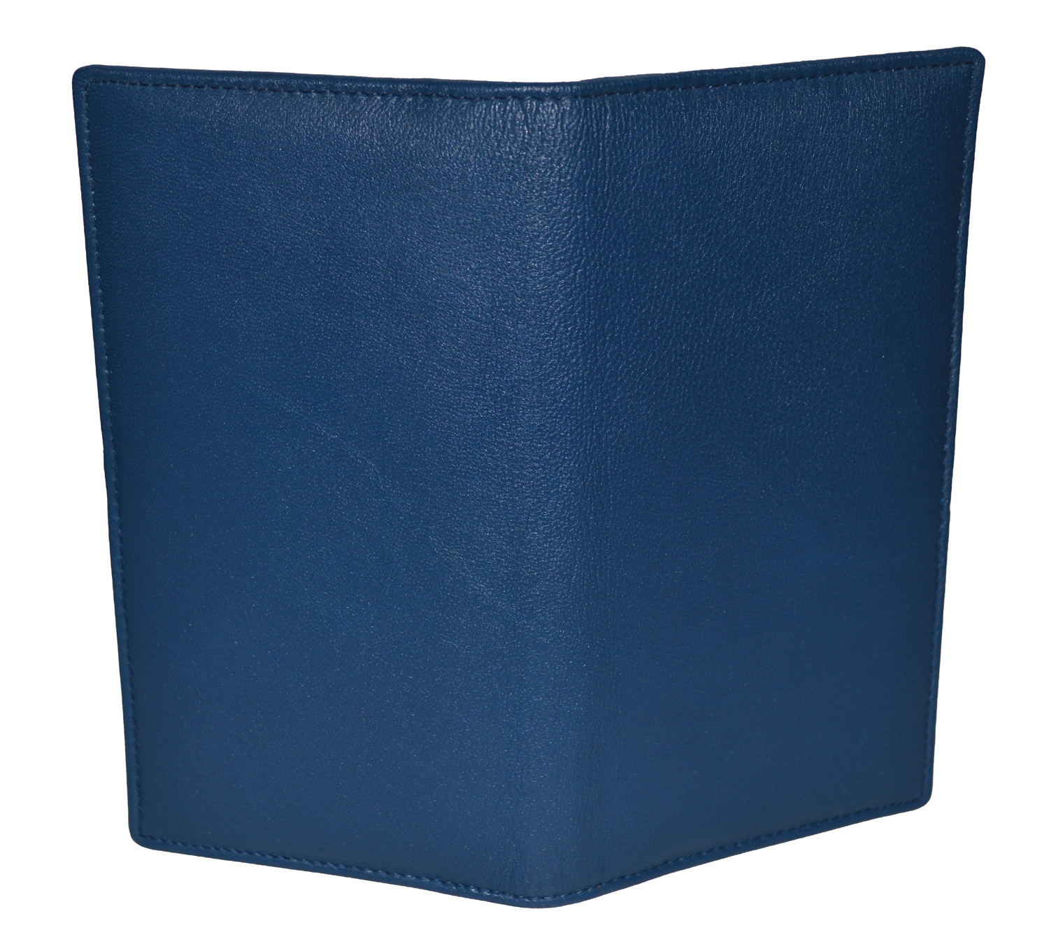Leatherboss Genuine Leather PLAIN Slim Checkbook Cover, Blue