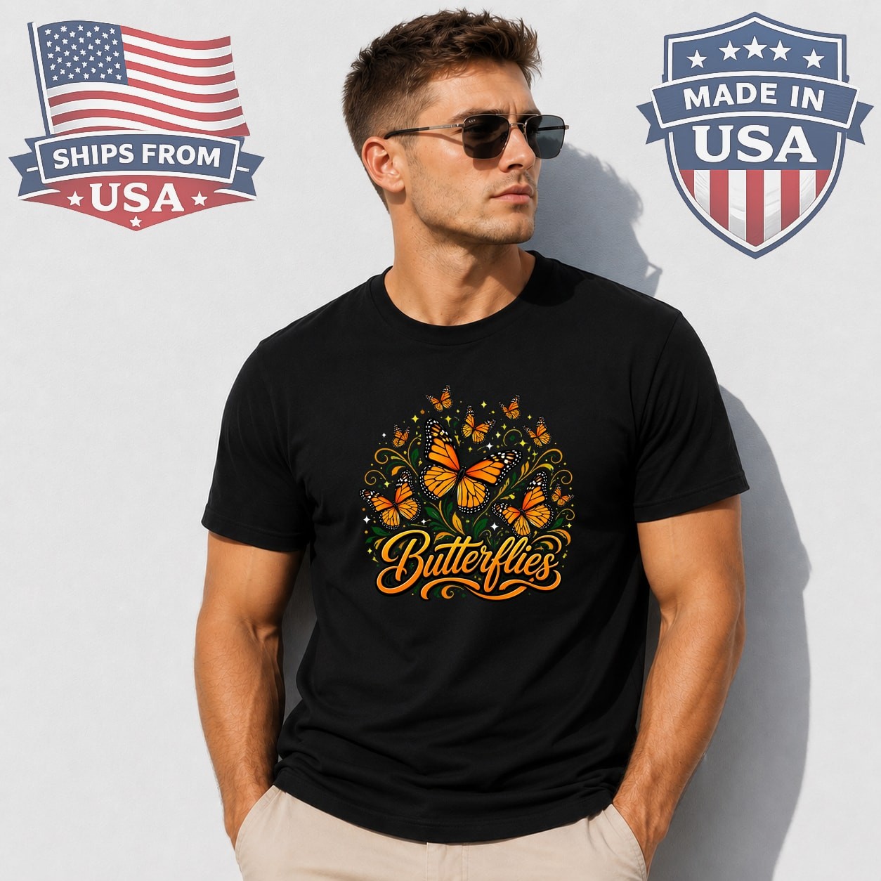 Monarch Butterflies Graphic T-Shirt Nature Insect Design