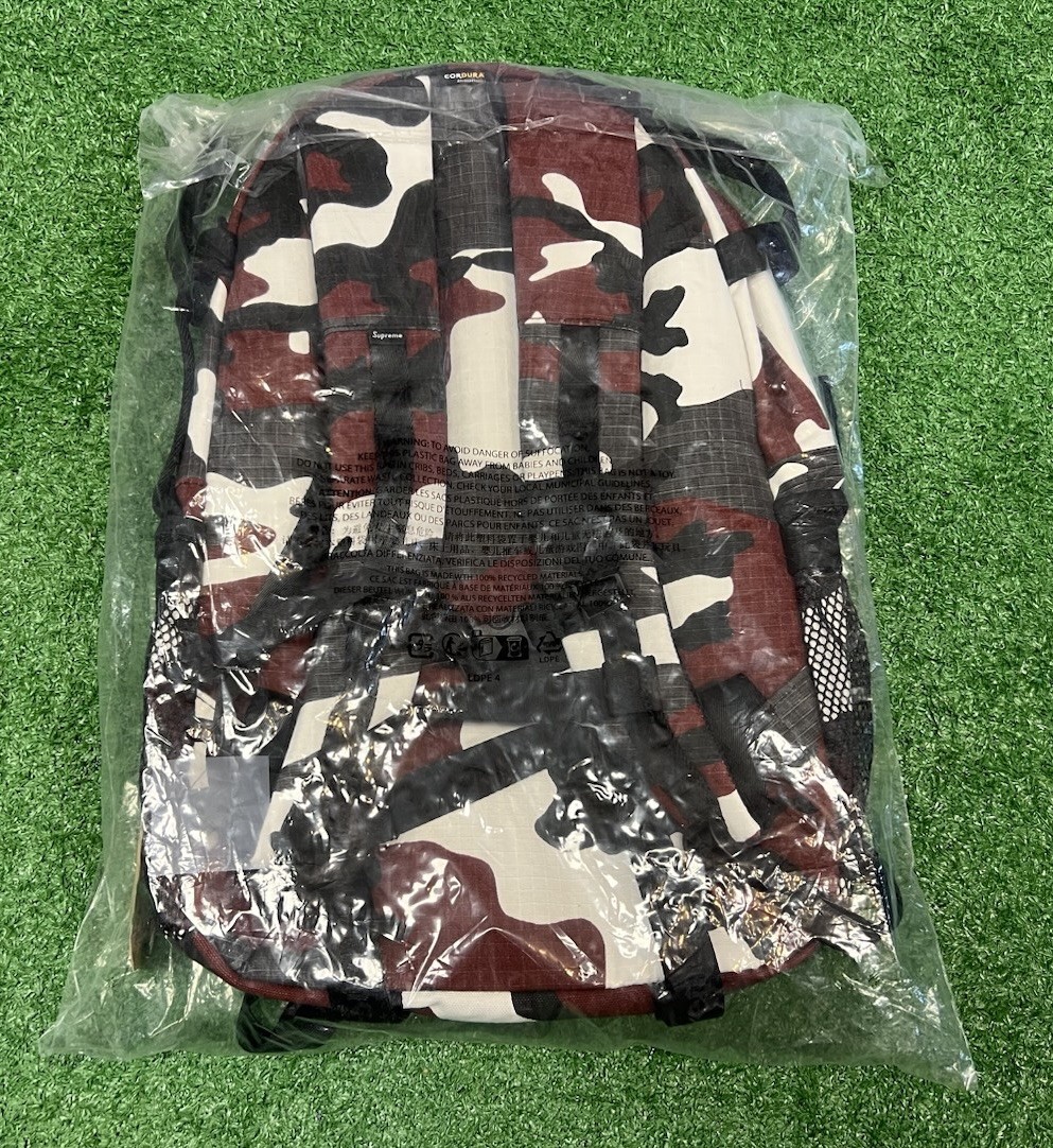 New Supreme Logo Backpack Red Camo SS26 Authentic One Size Hypebeast Hypewear