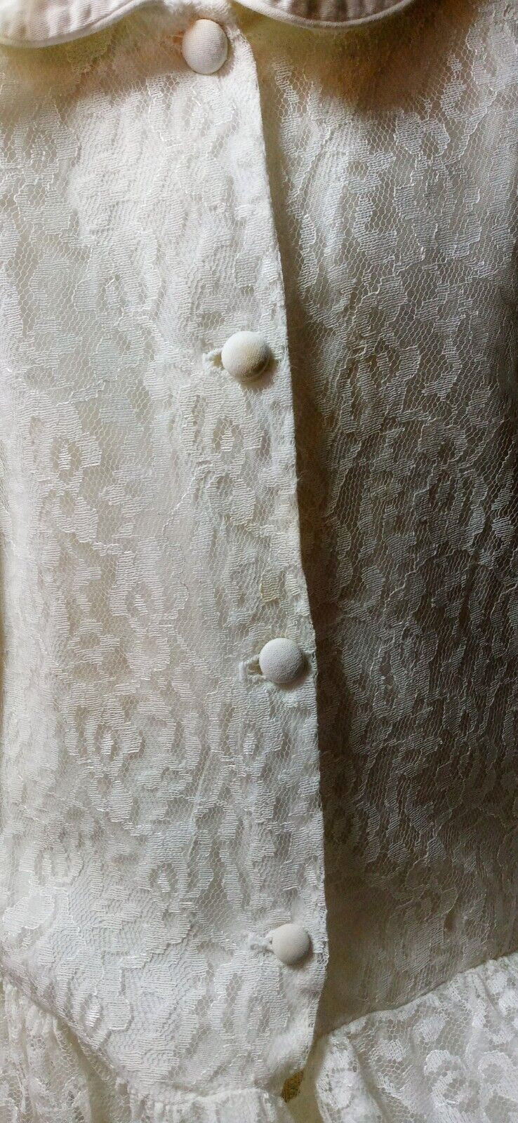 Vtg 50s Rose Lace Dress Peter Pan Collar ILGWU Union Made USA JUNIORS Sz 14