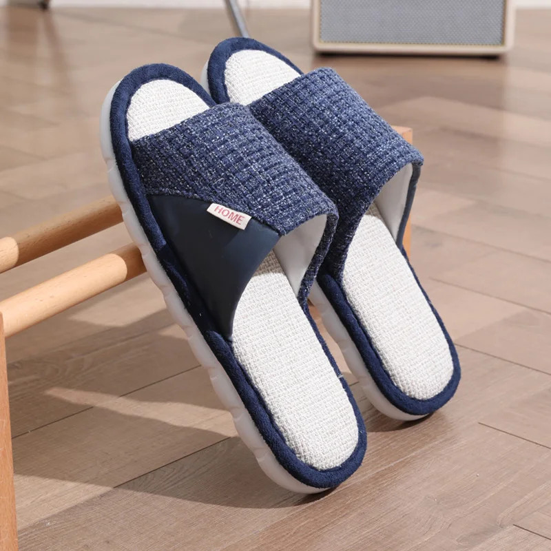 Linen Slippers for Men, Summer Outdoor Wear, Indoor Use, Soft Soled Us