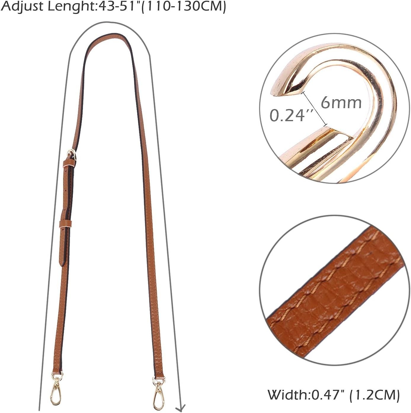 Luxury Full Grain Leather Purse Strap for Crossbody Bags – Adjustable Length